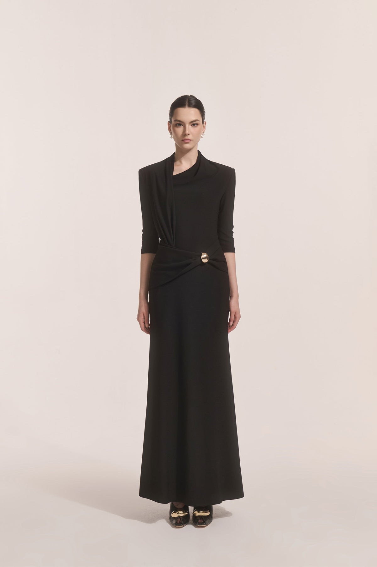 Astra Draped Midi in Black image