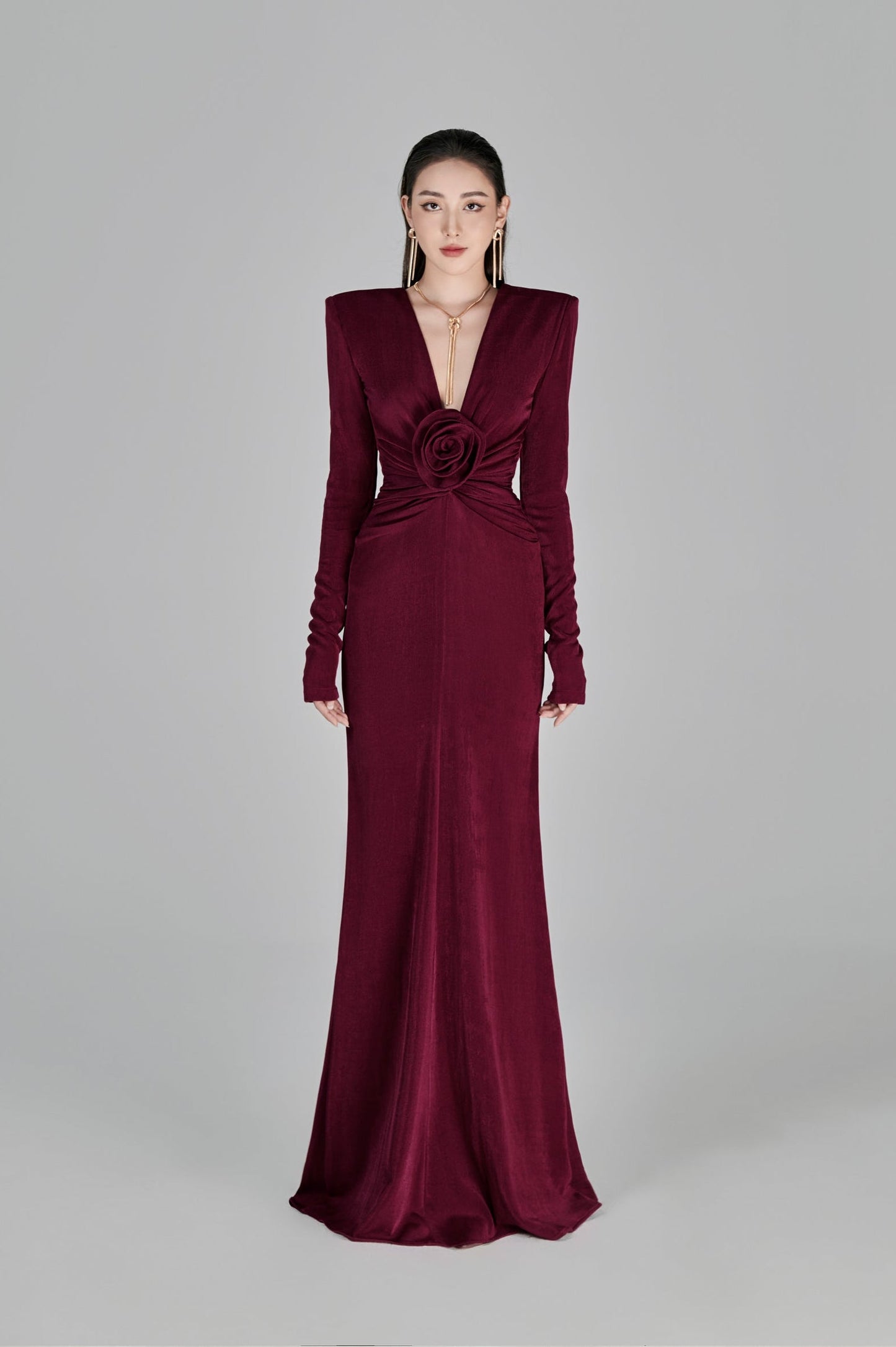 Erina Deep V-neck Fishtail Gown