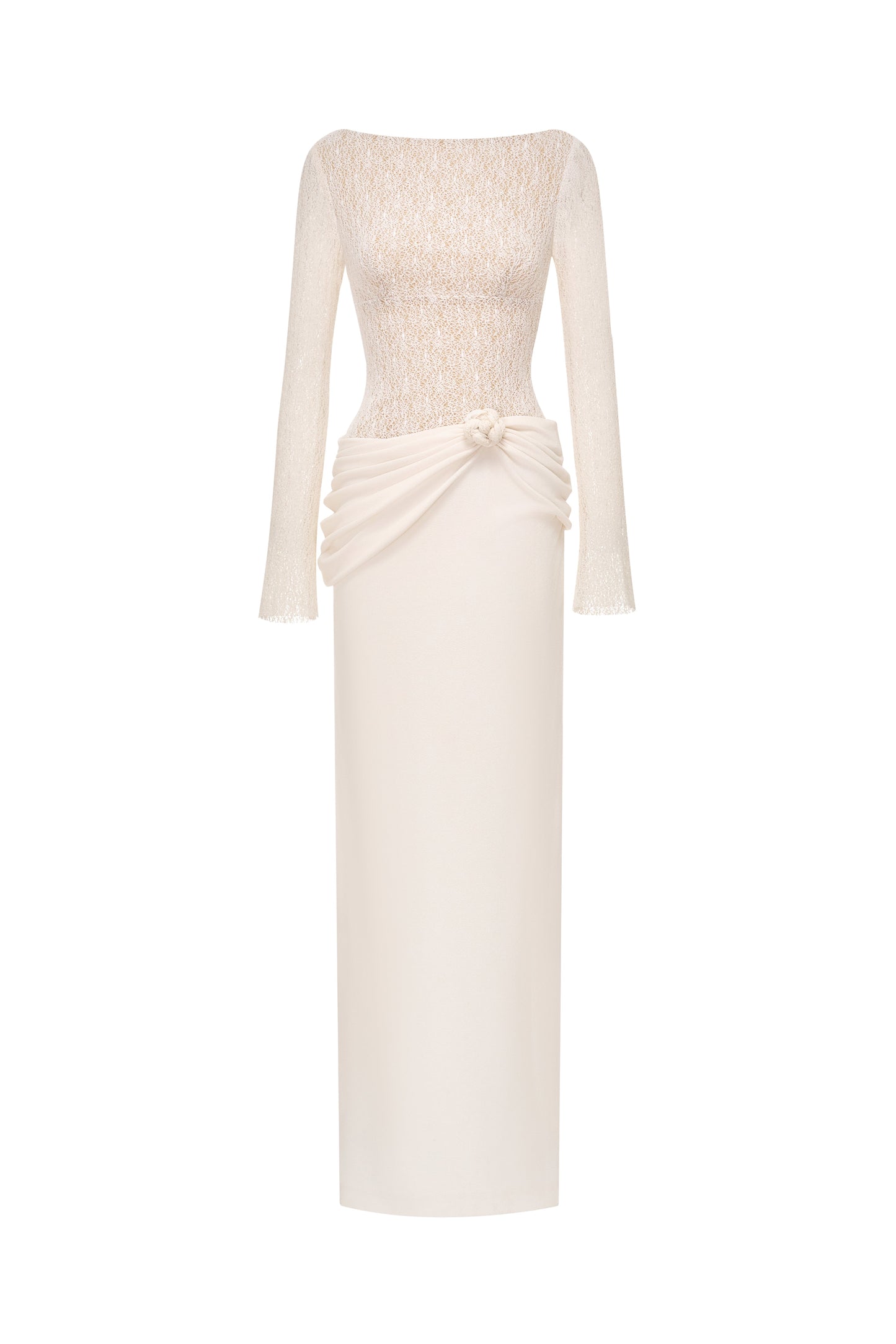 Draped Lace Pencil Dress