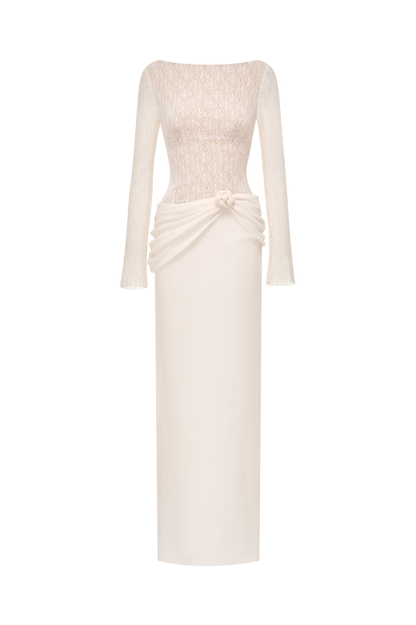 Draped Lace Pencil Dress