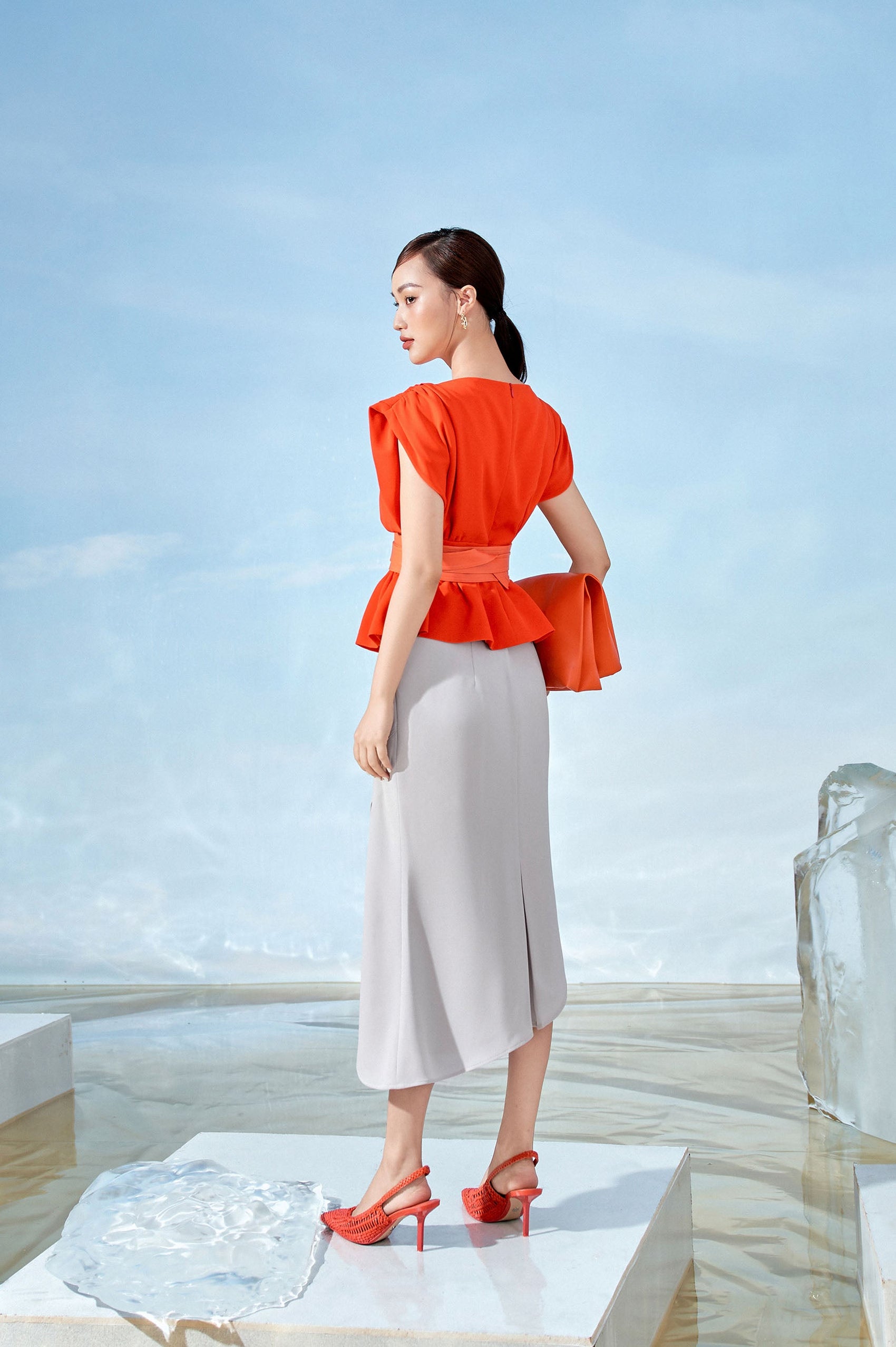 Cream Lopsided Skirt image 1