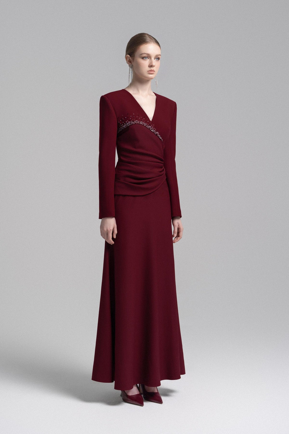 Asymmetrical Lapel Crystal Blazer Dress