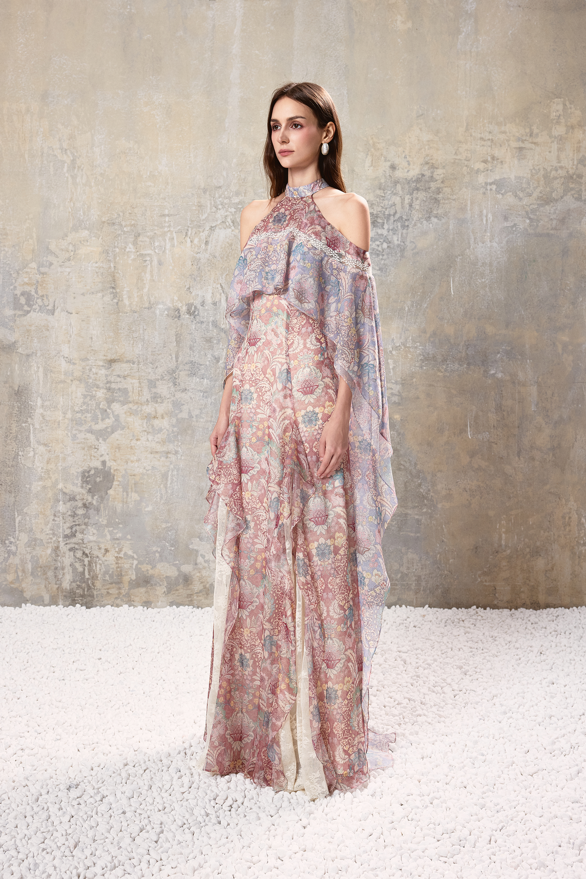 Baroque Halter Maxi Dress