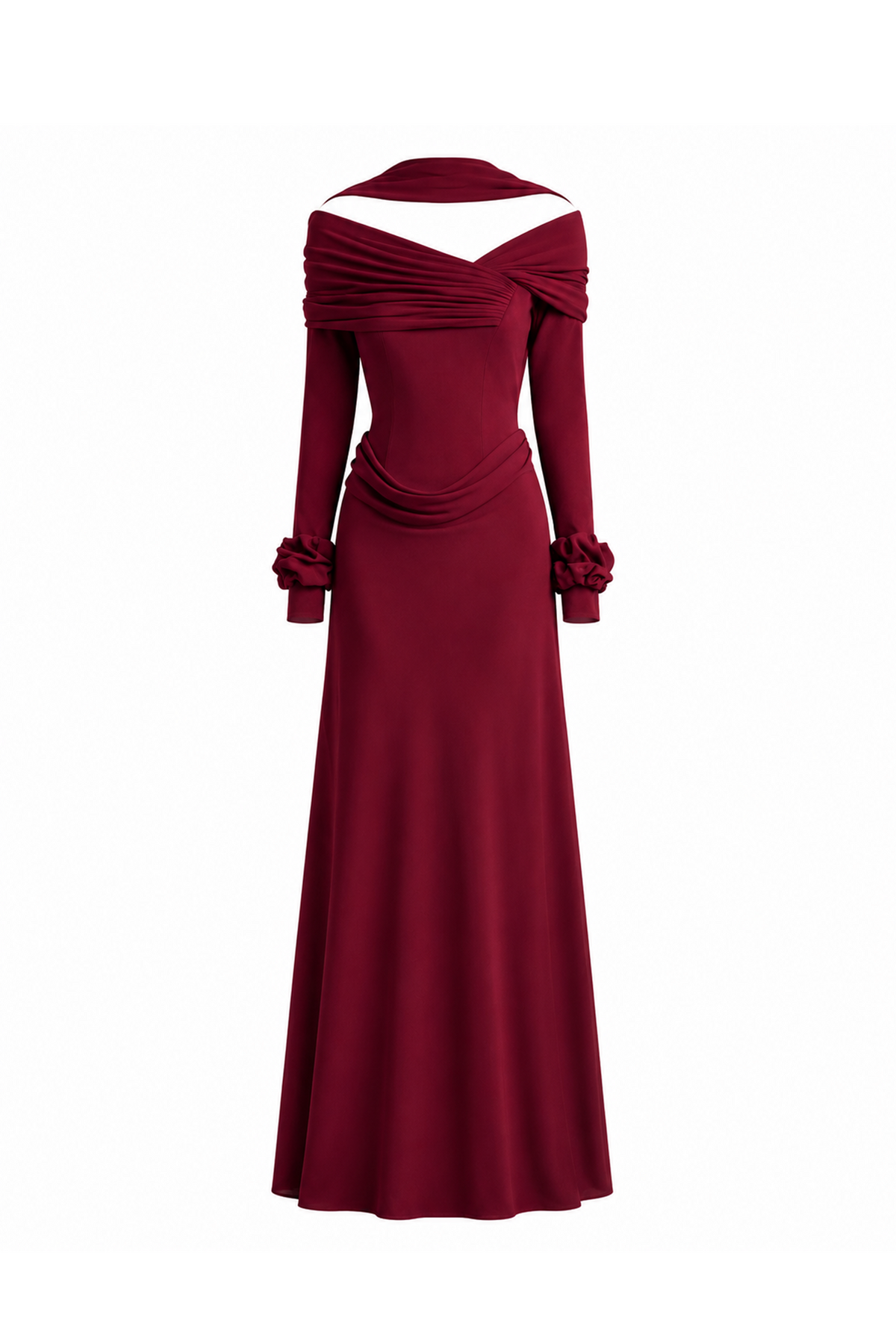 Silken Scarf Gown in Burgundy