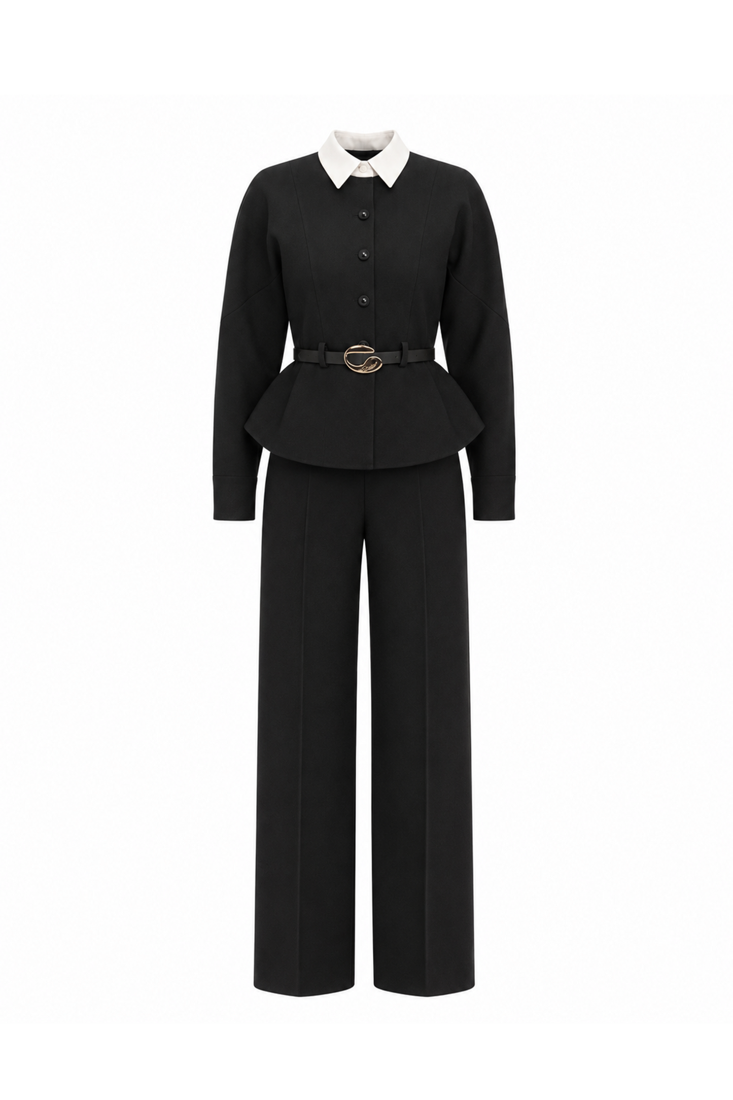 Quilted Structure Set with Wide-leg Trousers