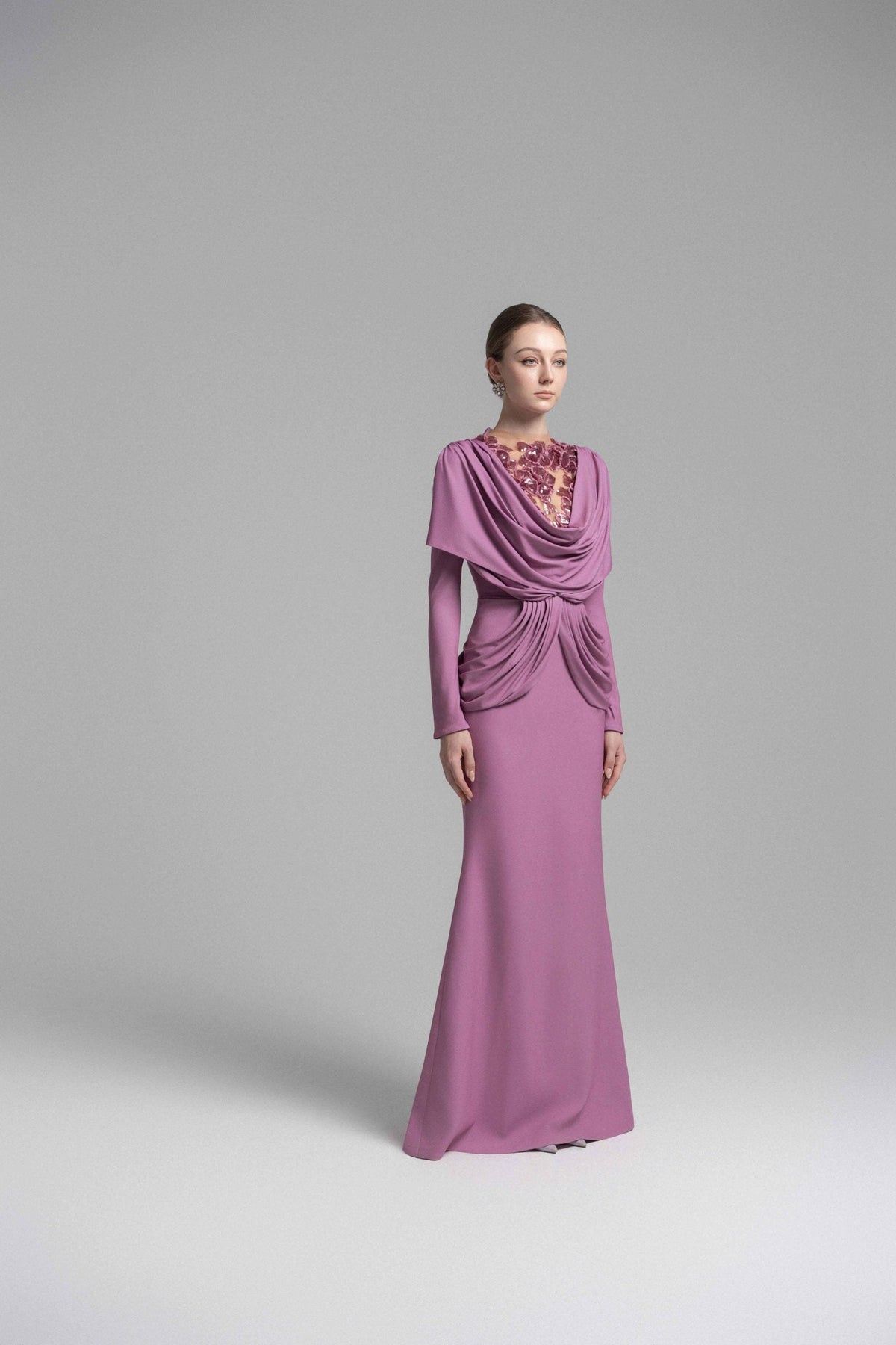 Ethereal Hooded Lace Evening Gown image 2