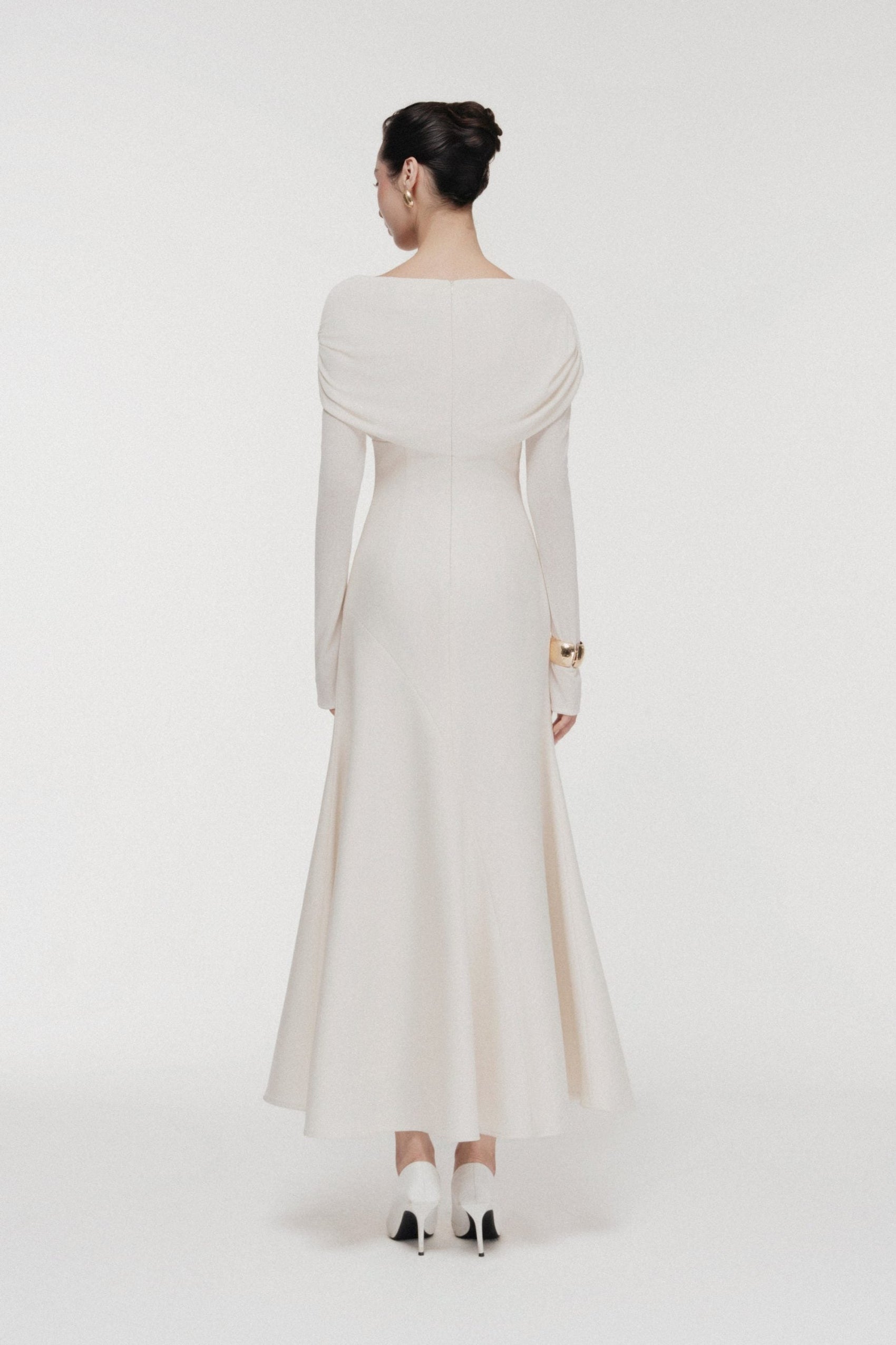 Soft-Drape Mermaid Dress in Cream image 2