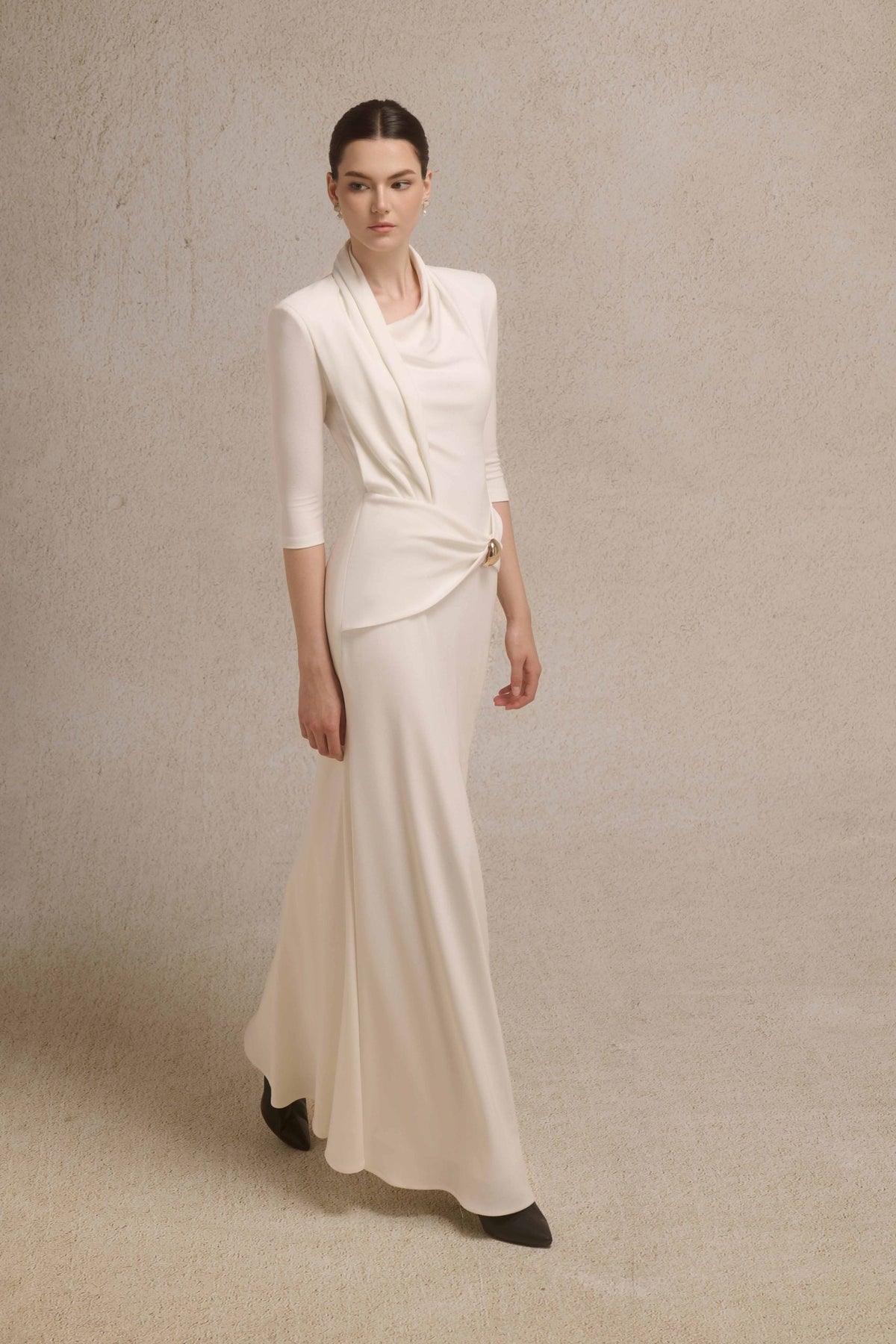 Astra Draped Midi in Ivory image 1