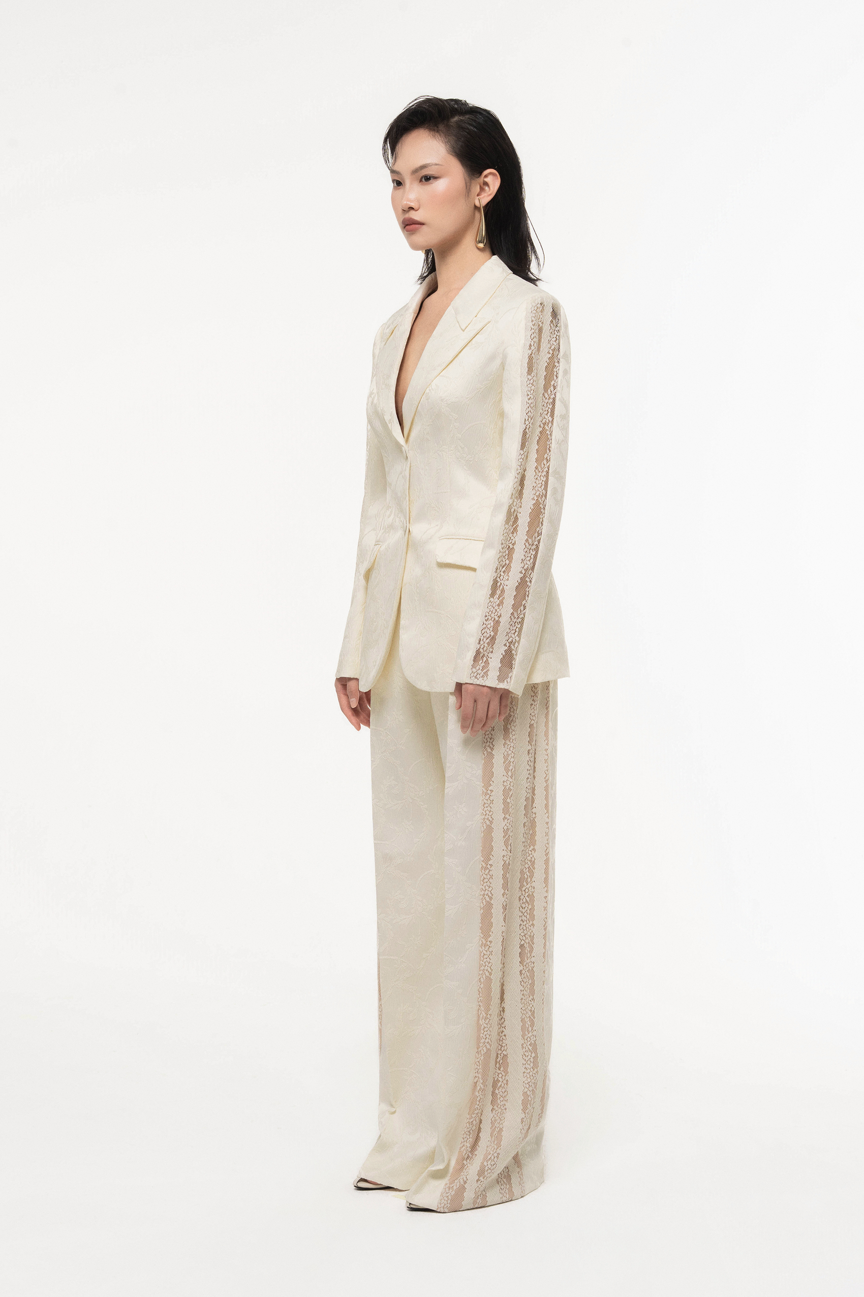 Jacquard Lace Trim Set (with Pants)