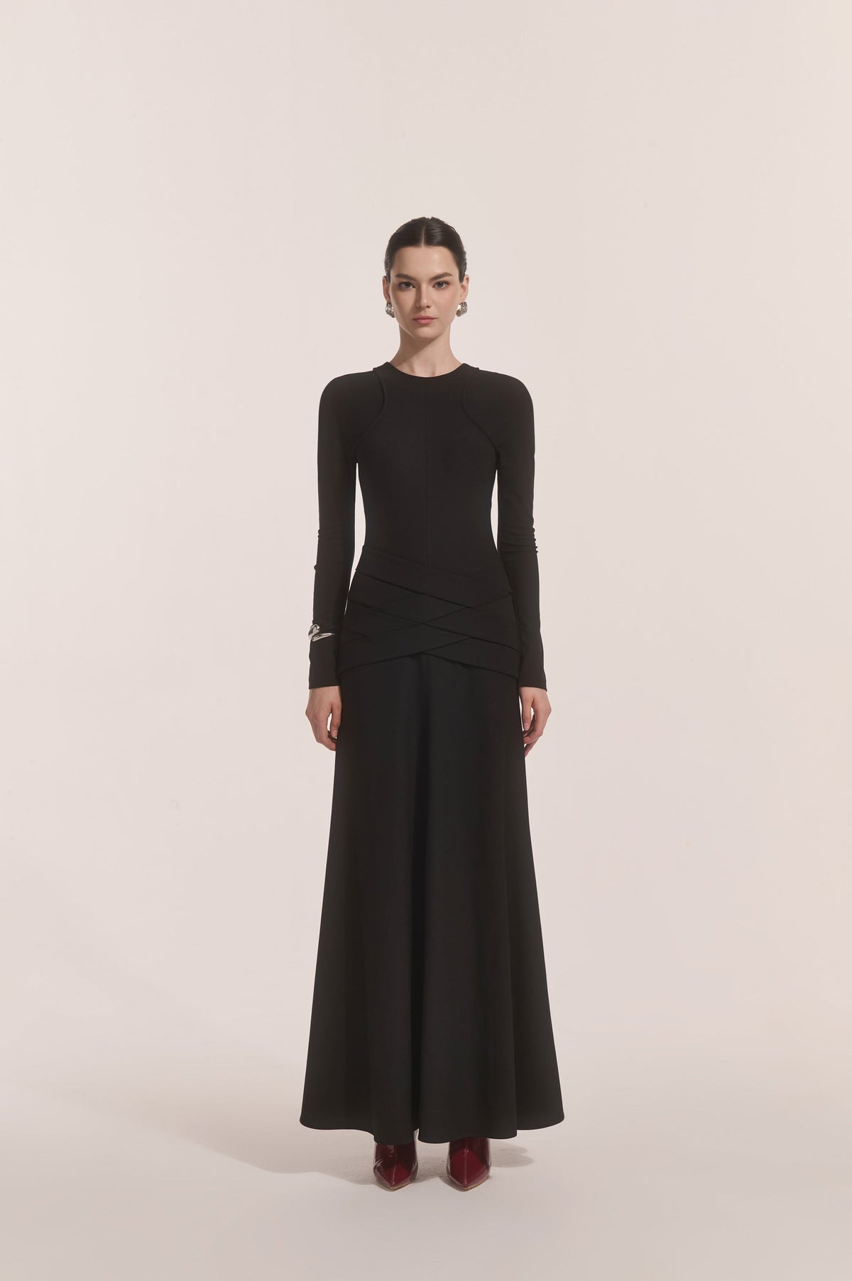Nyra Lace-Up Midi in Black image 0