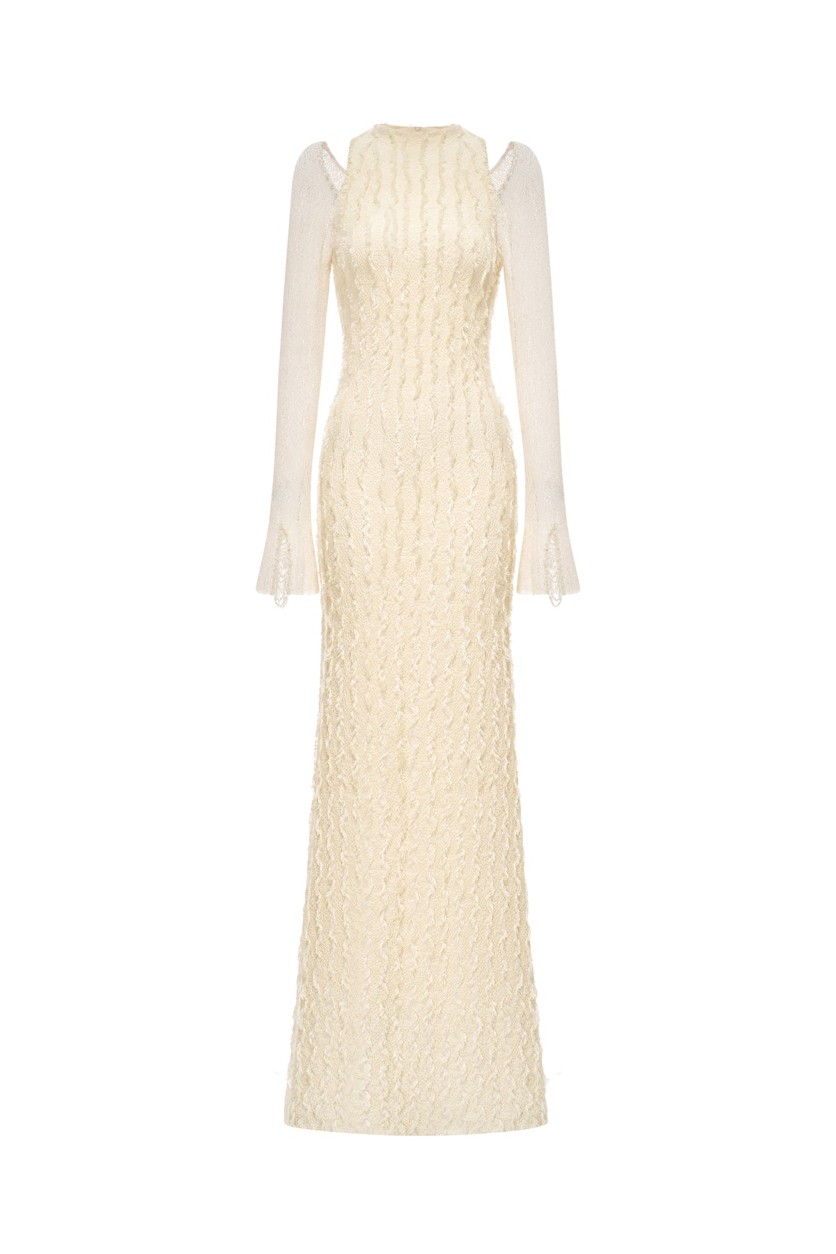 Textured 3D Feather Long Dress