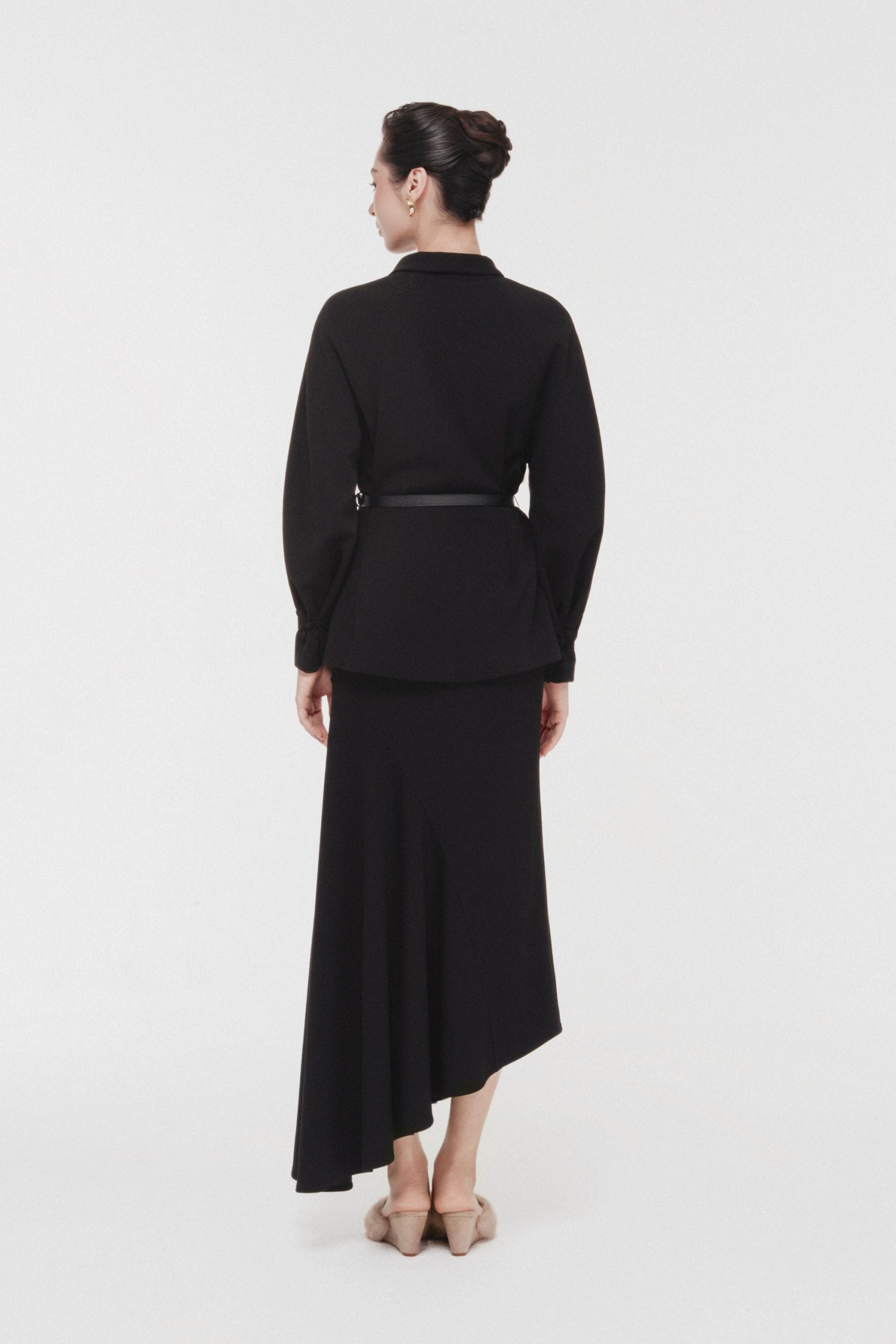 Asymmetric Bow Wrap Set in Black image 2