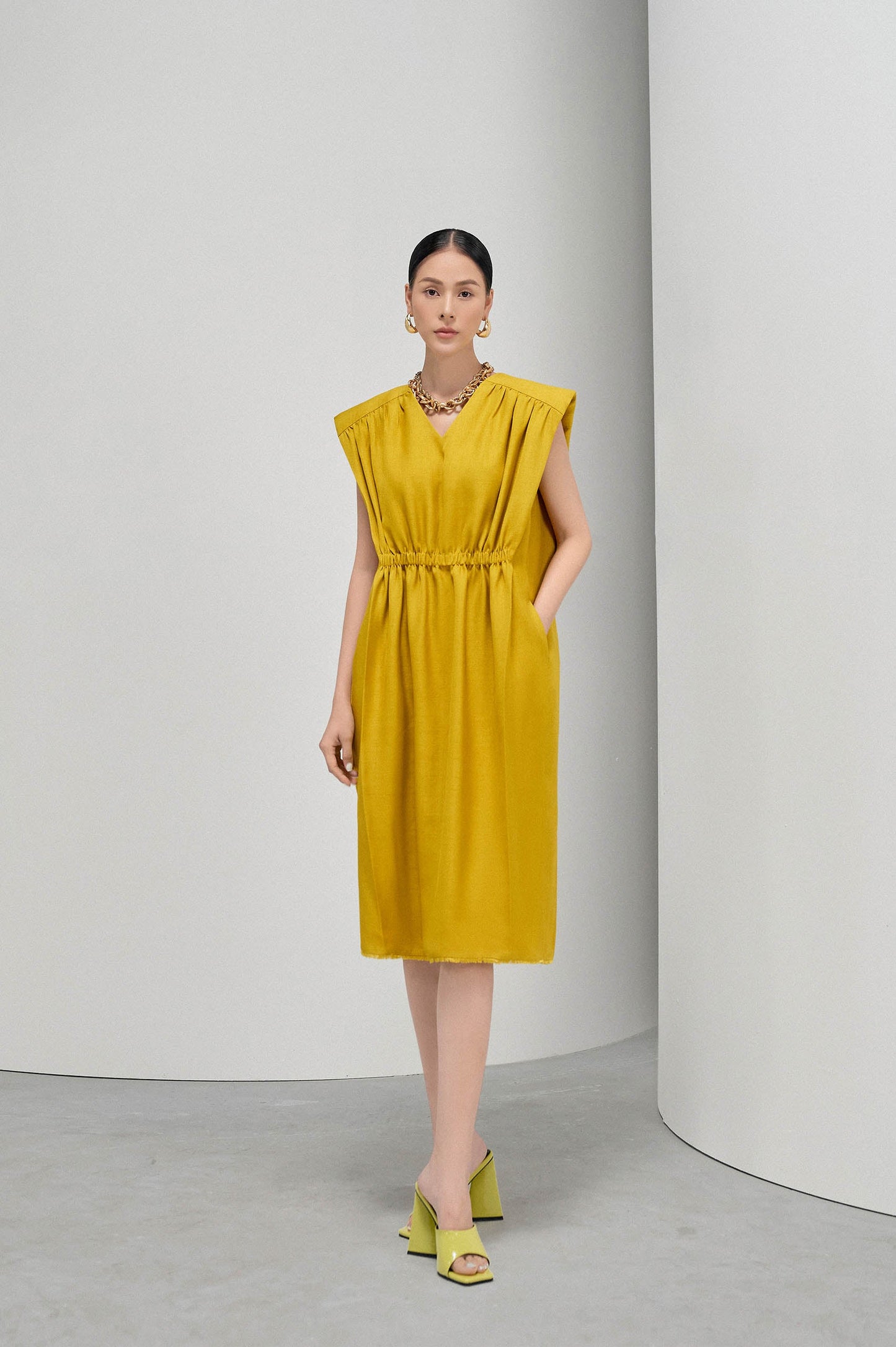 V-neck Square Shoulder Dress image 0