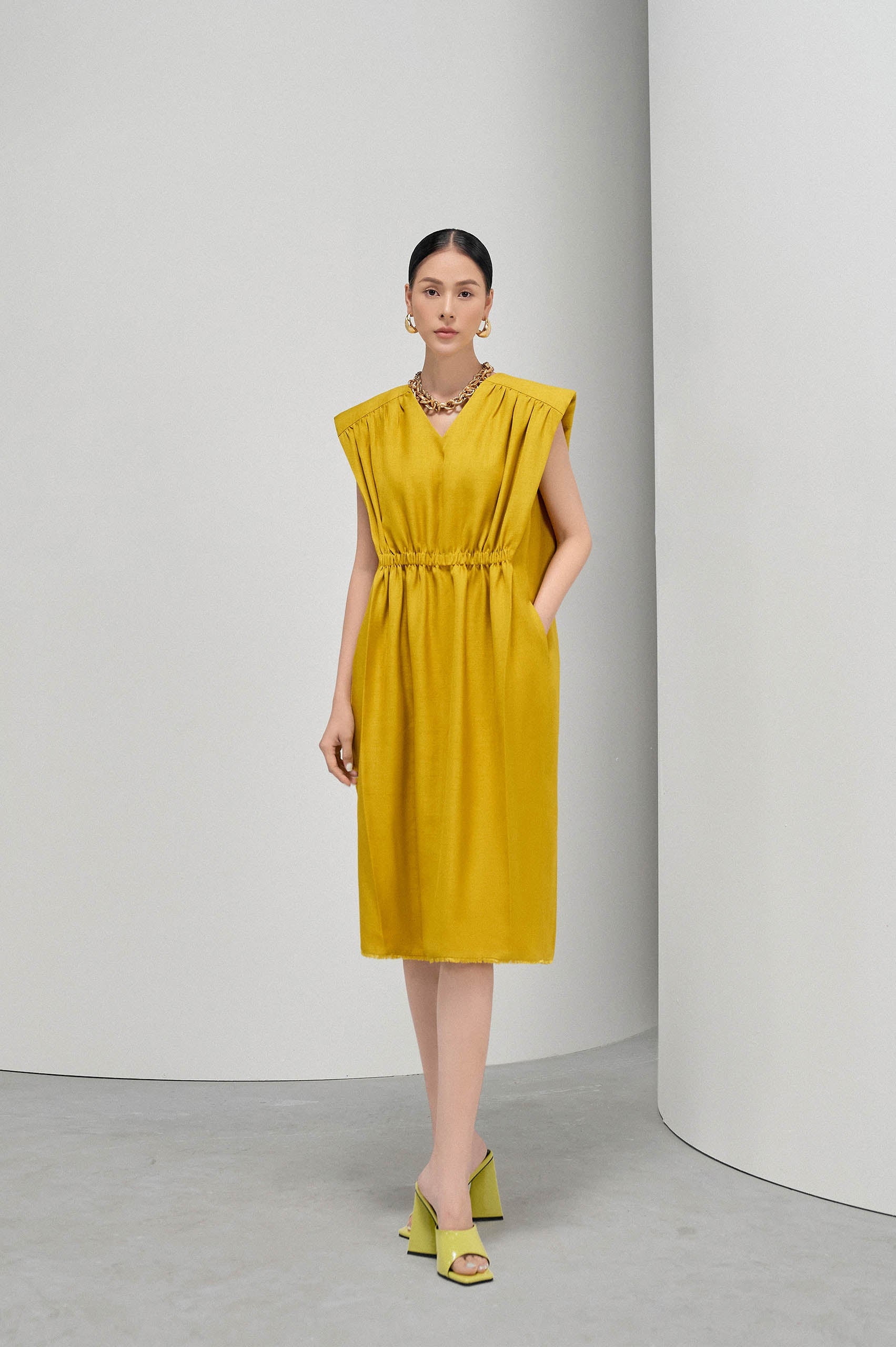 V-neck Square Shoulder Dress image 0
