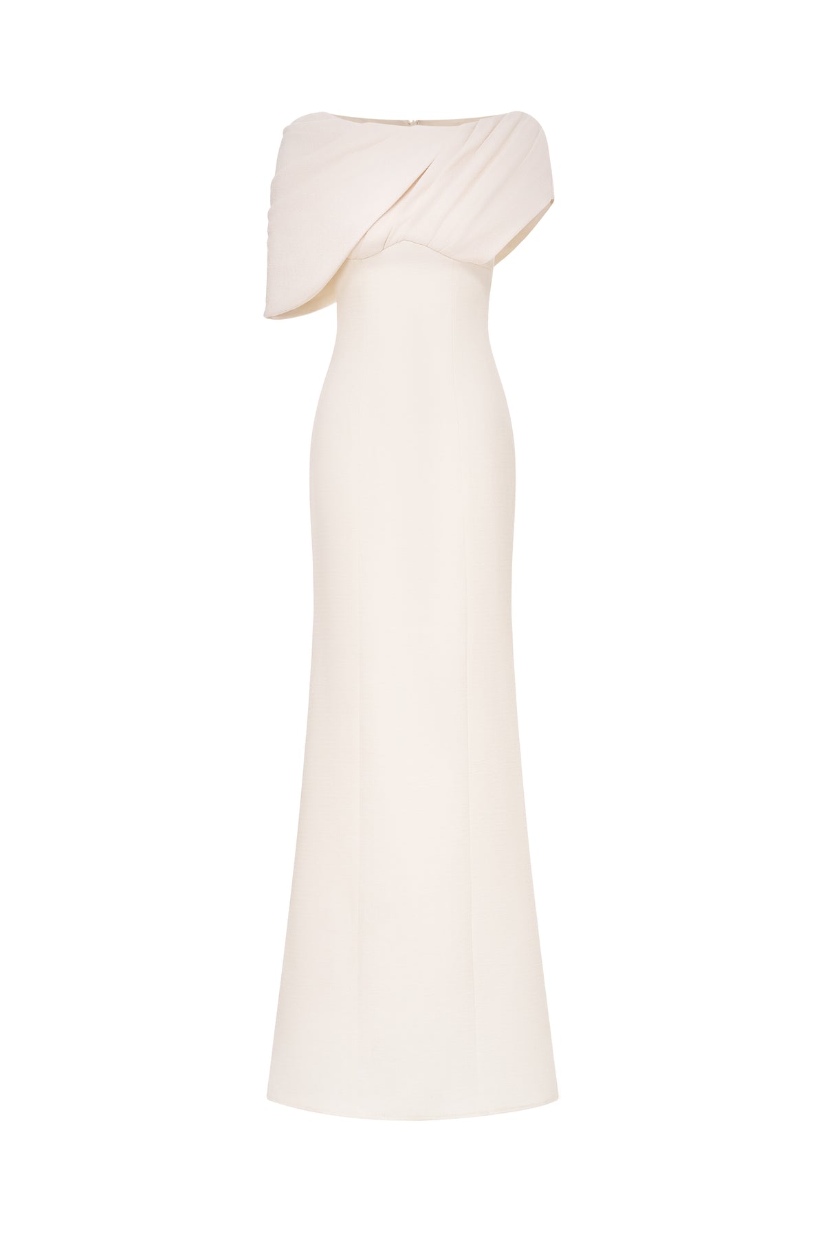 Asymmetric Draped Shoulder Midi Dress