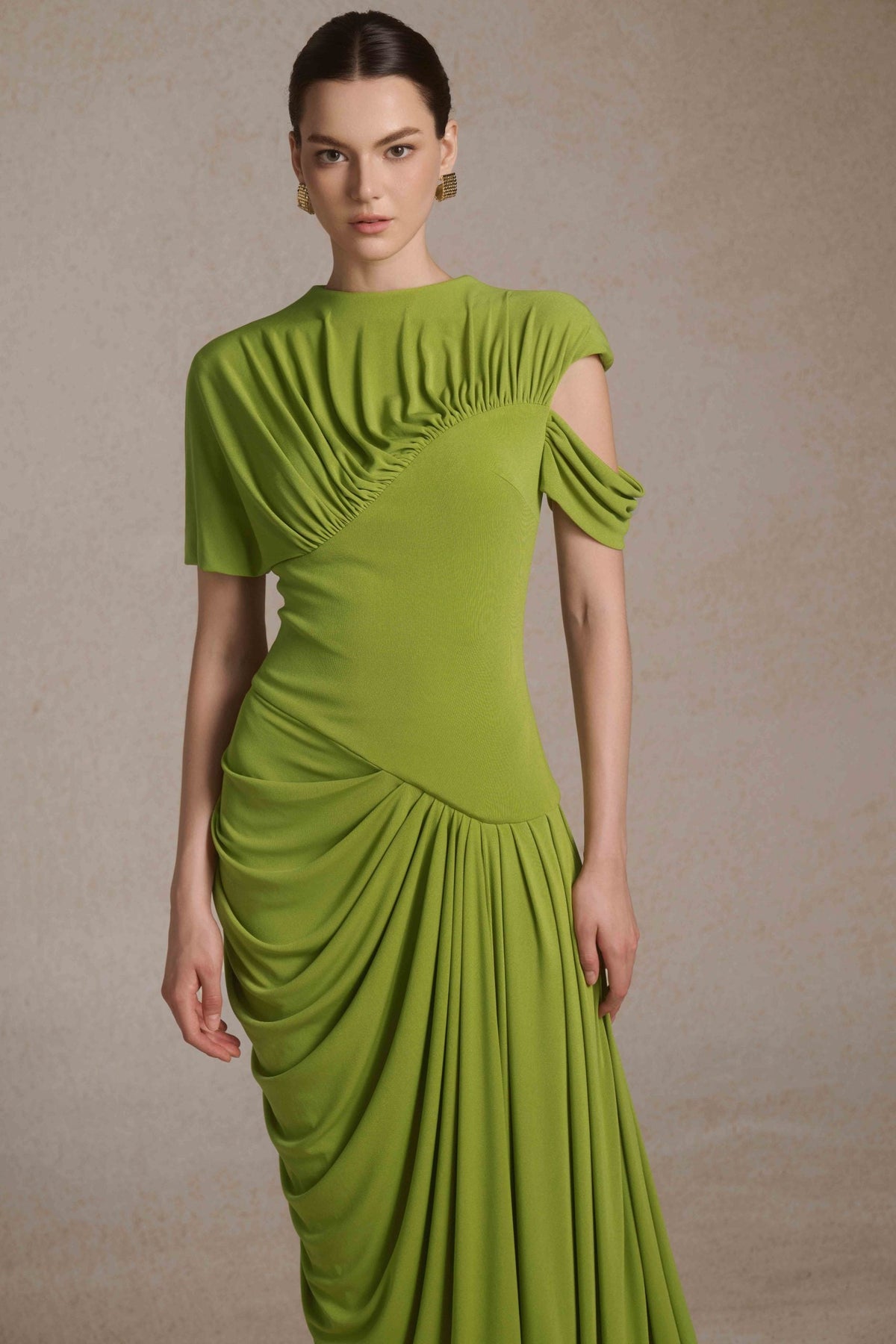 Eris Corset Dress in Leafed Lime image 2