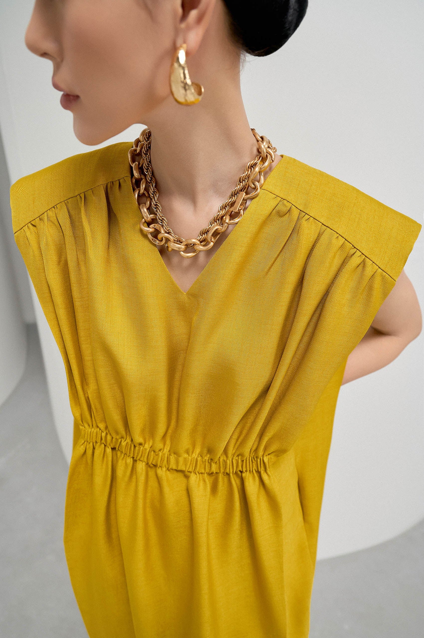 V-neck Square Shoulder Dress image 4