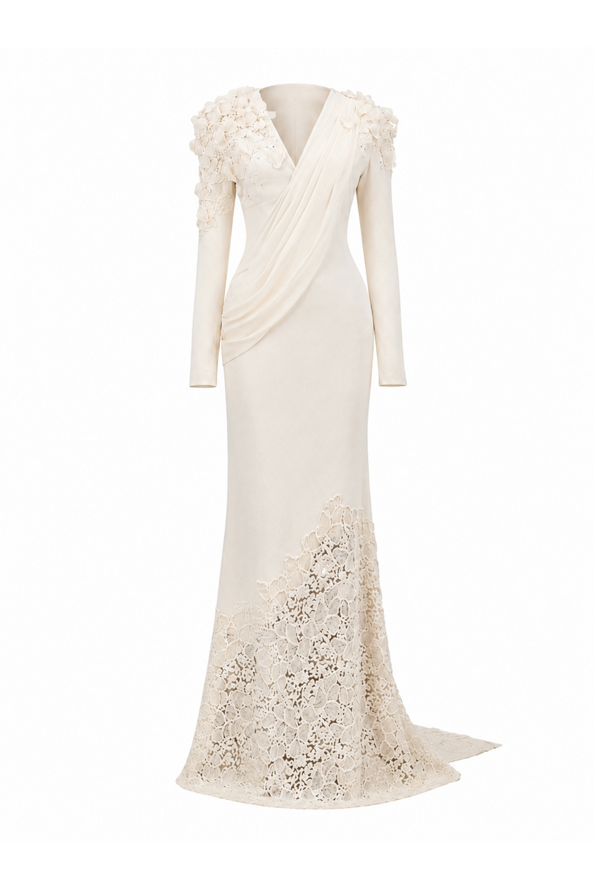 Alluring Lace-Appliqué Mermaid Gown