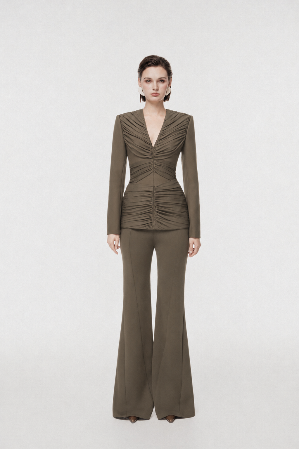 Rum Draped-Waist Tailored Set
