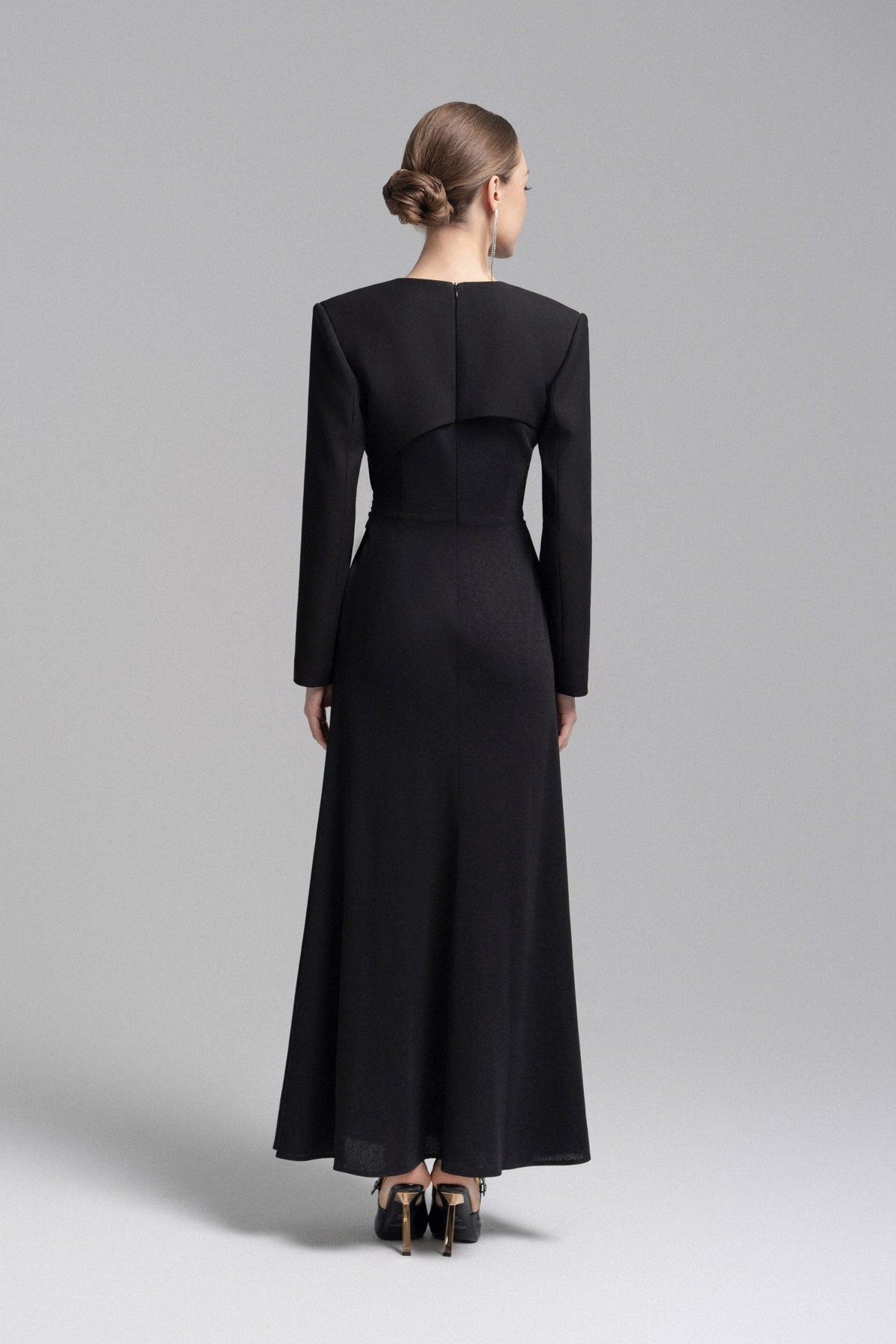 Asymmetrical Lapel Crystal Blazer Dress image 2