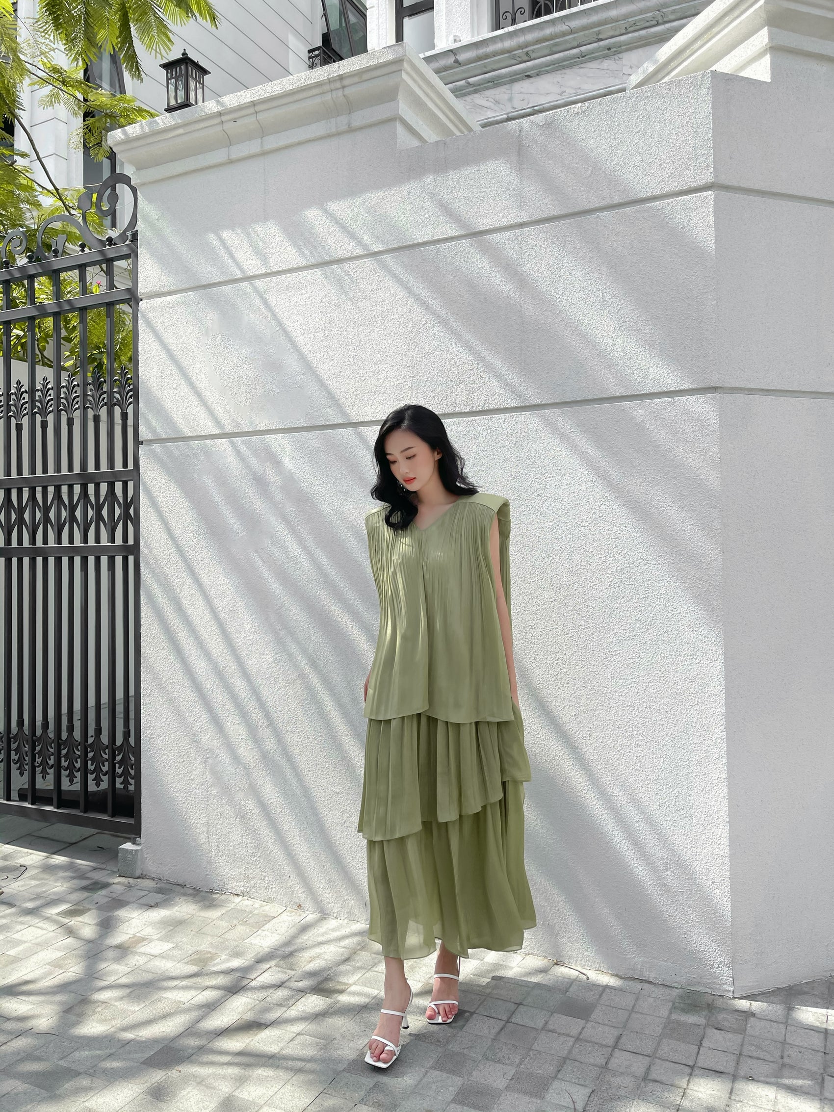 Ivory Square Shoulder Tunic Dress