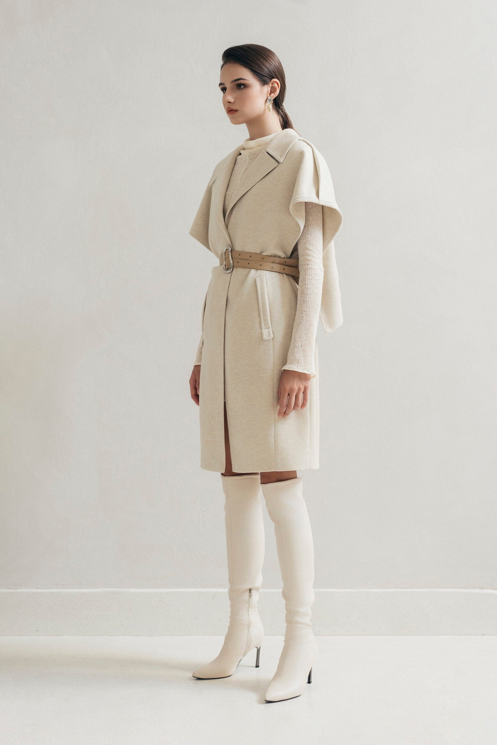 Beige Cocoon Coat image 2