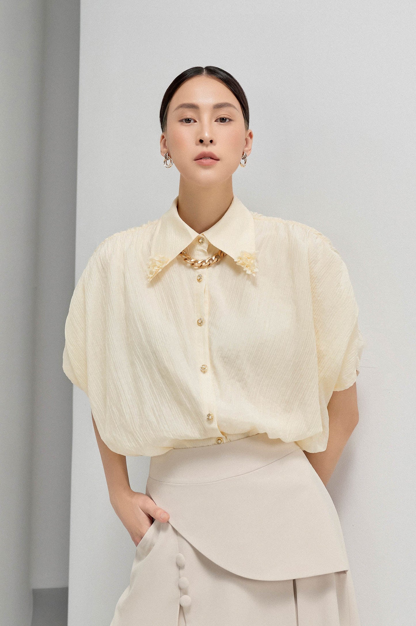 Beaded Handmade Flower Shirt image 0