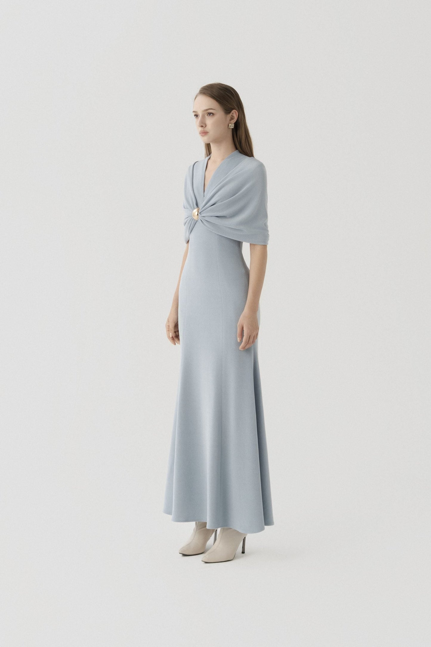 Halo Peplum Midi Dress in Sky Blue image 1