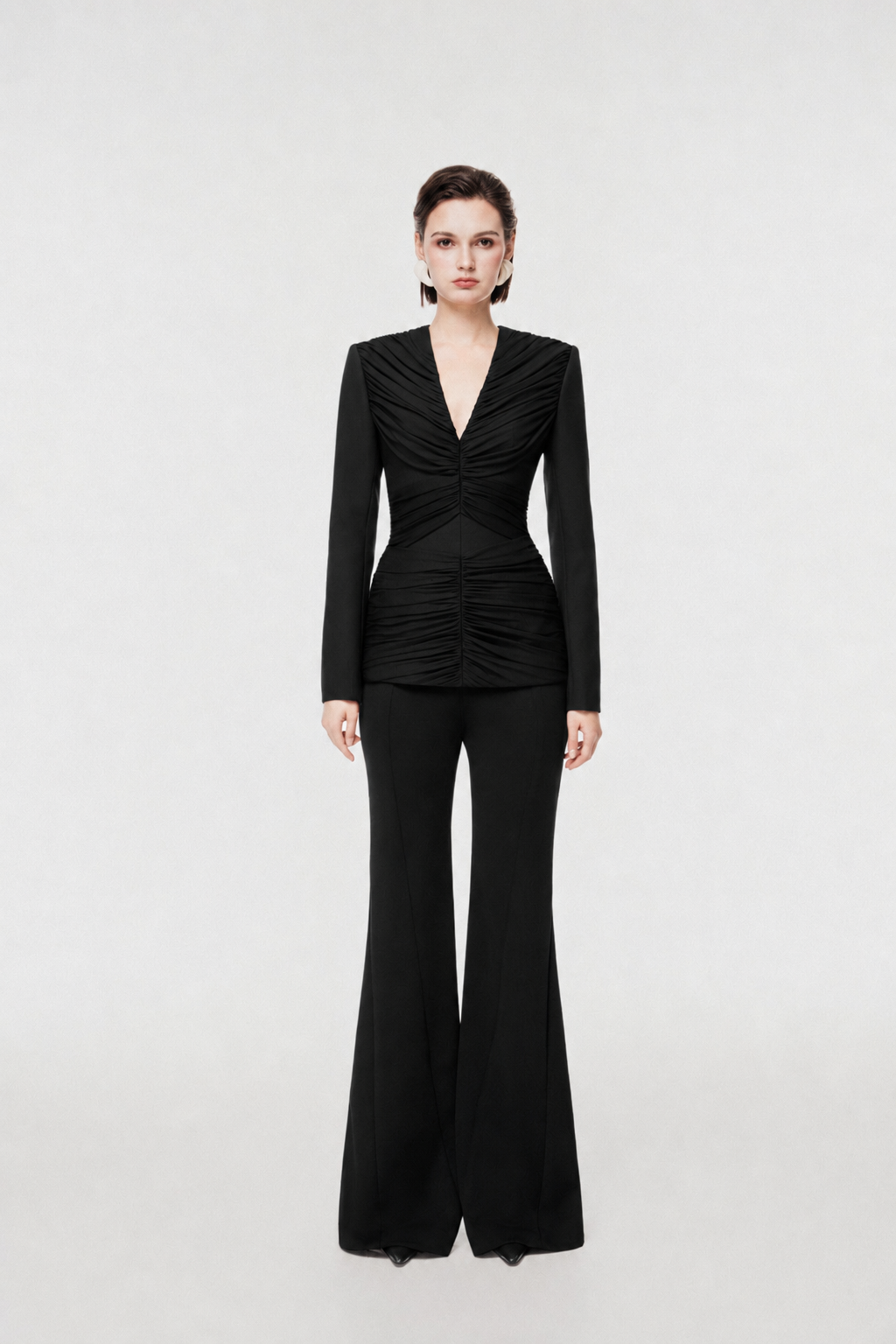 Rum Draped-Waist Tailored Set
