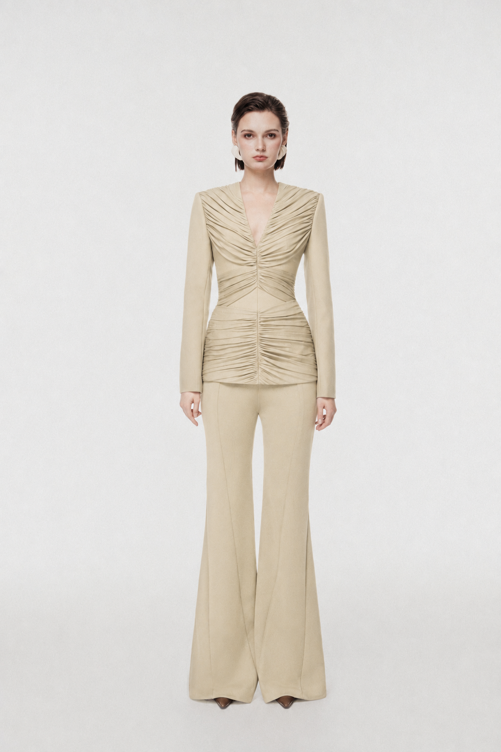 Rum Draped-Waist Tailored Set