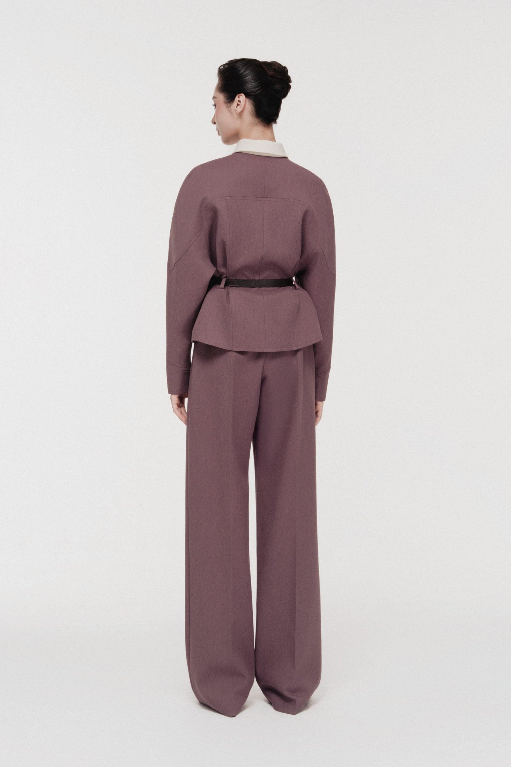 Quilted Structure Set with Wide-leg Trousers in Rose Taupe image 2