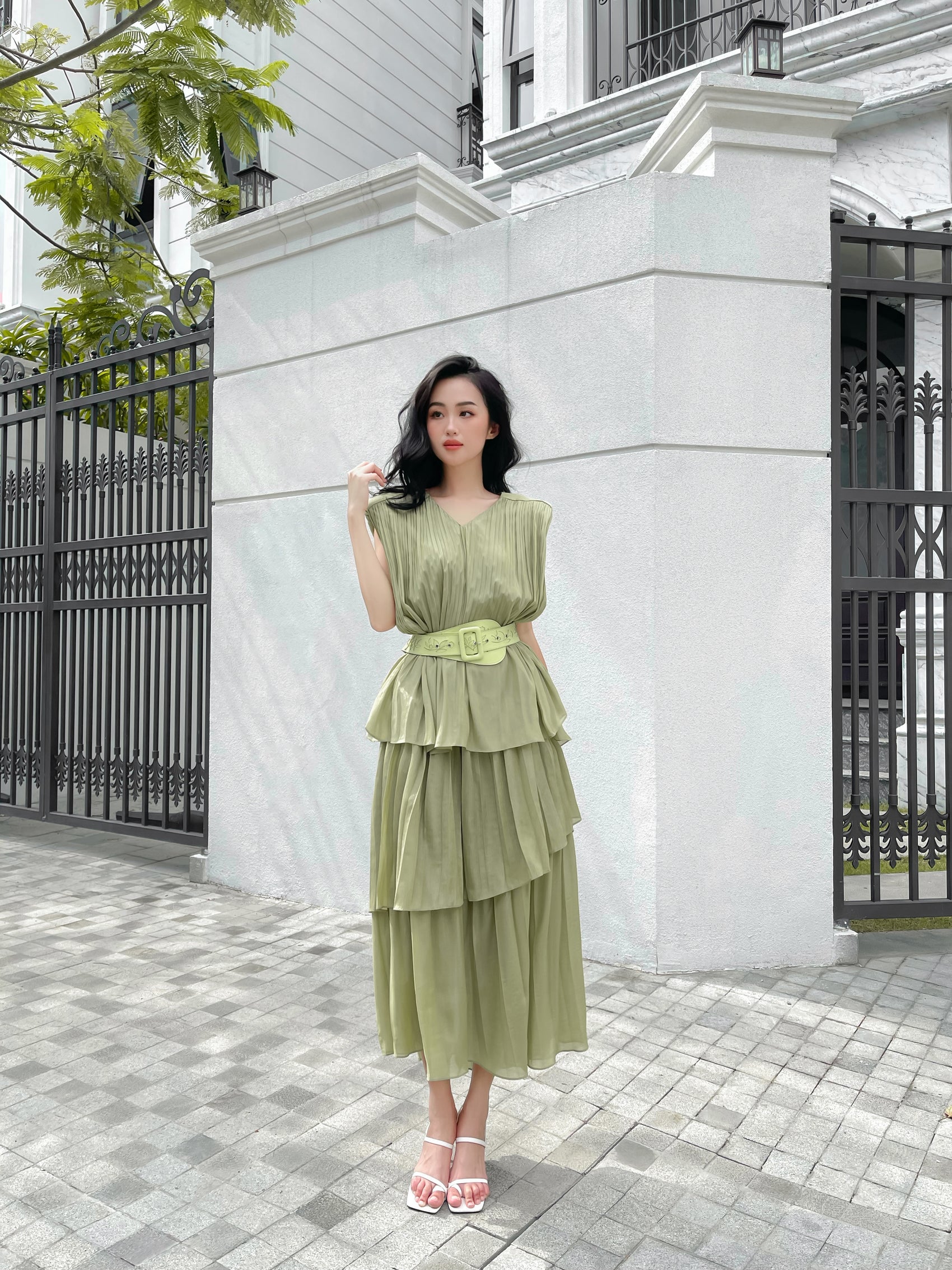 Ivory Square Shoulder Tunic Dress