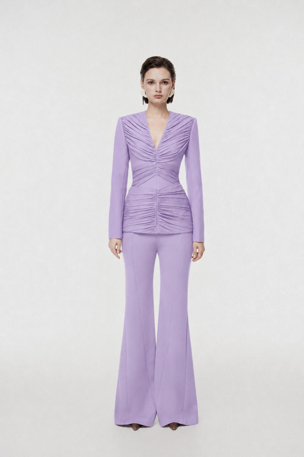 Rum Draped-Waist Tailored Set