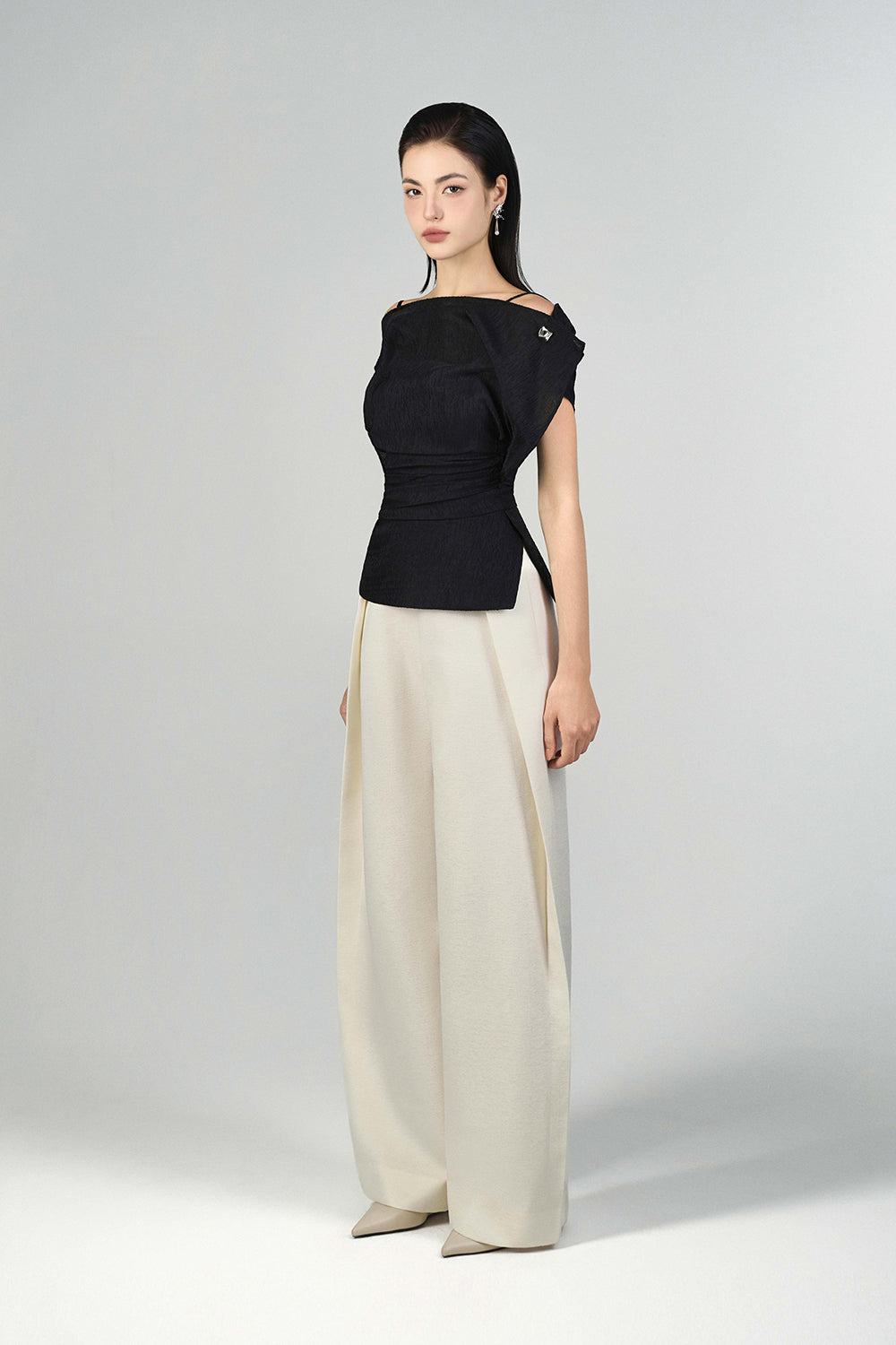 Liora Boat Neck Peplum Set