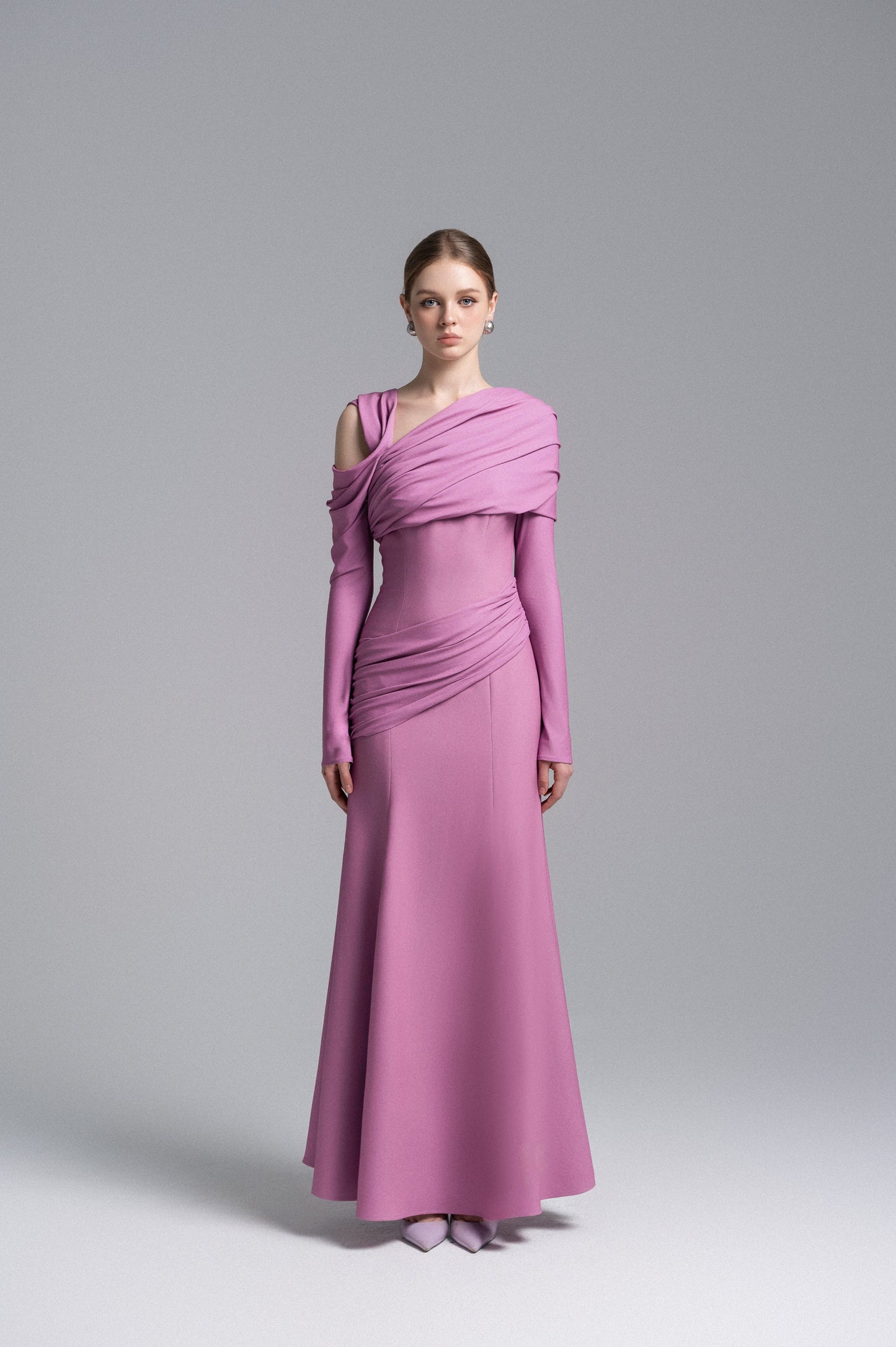 Twisted Shoulder Midi Dress