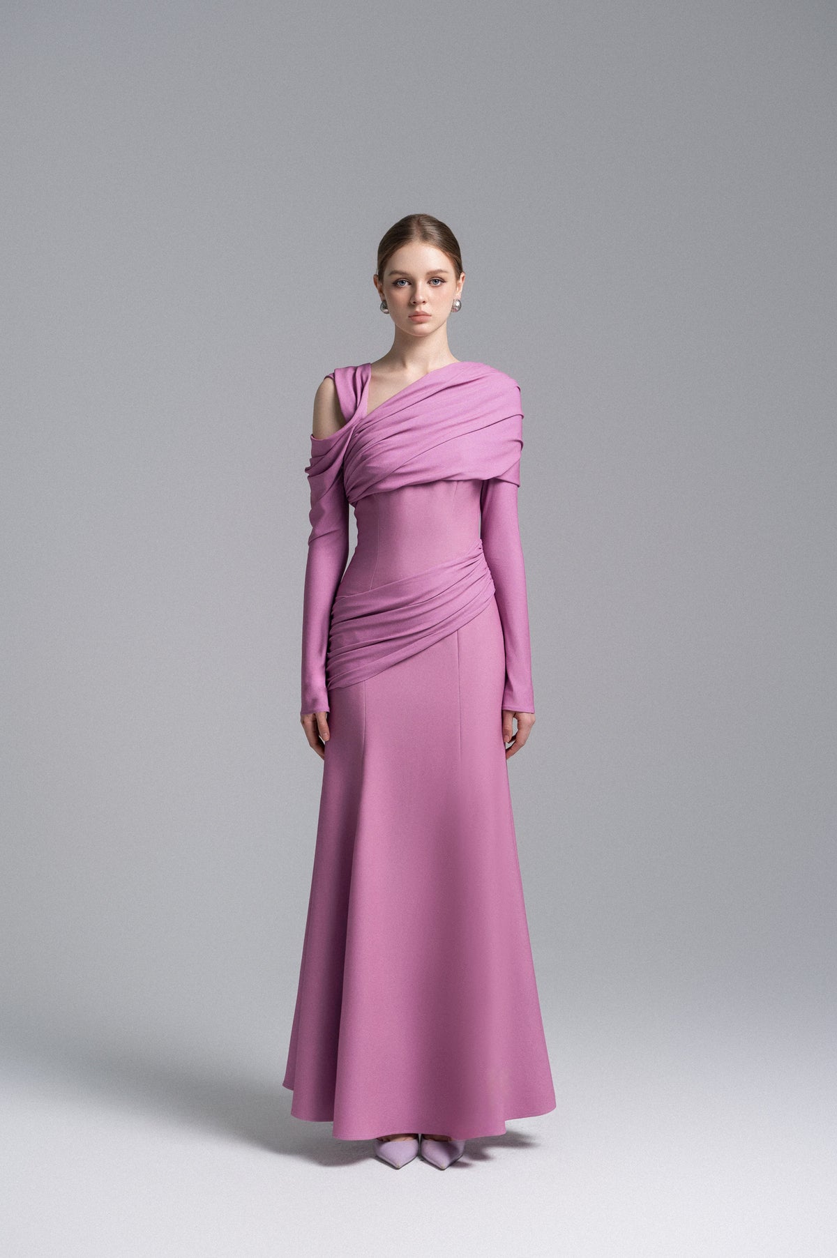 Twisted Shoulder Midi Dress