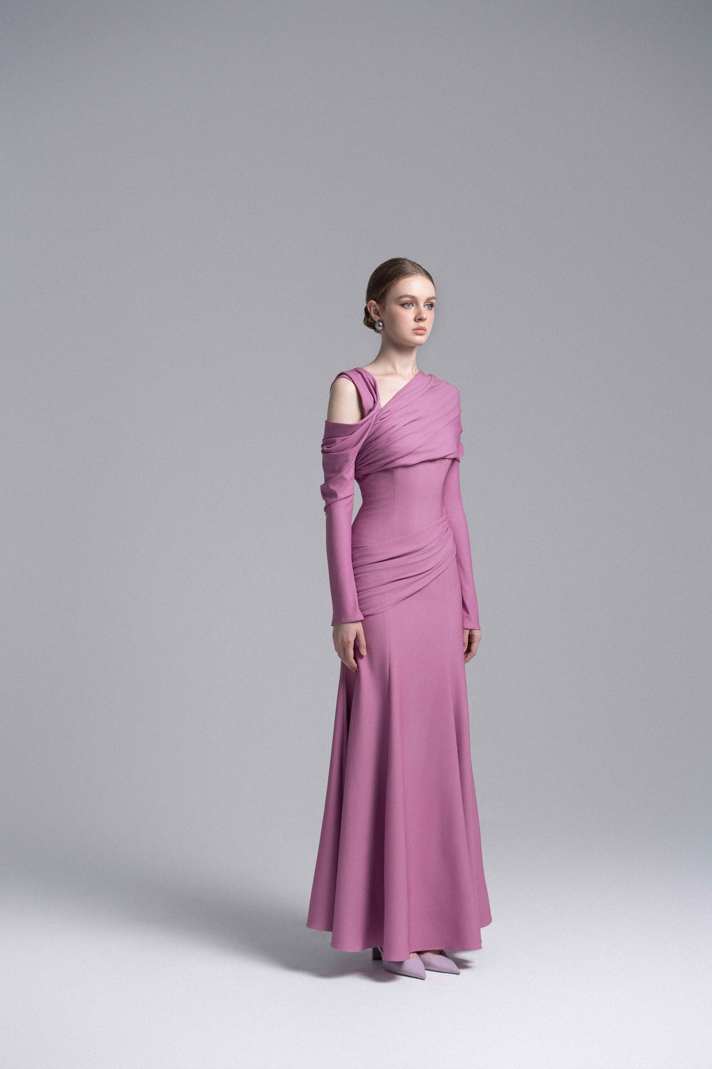 Twisted Shoulder Midi Dress