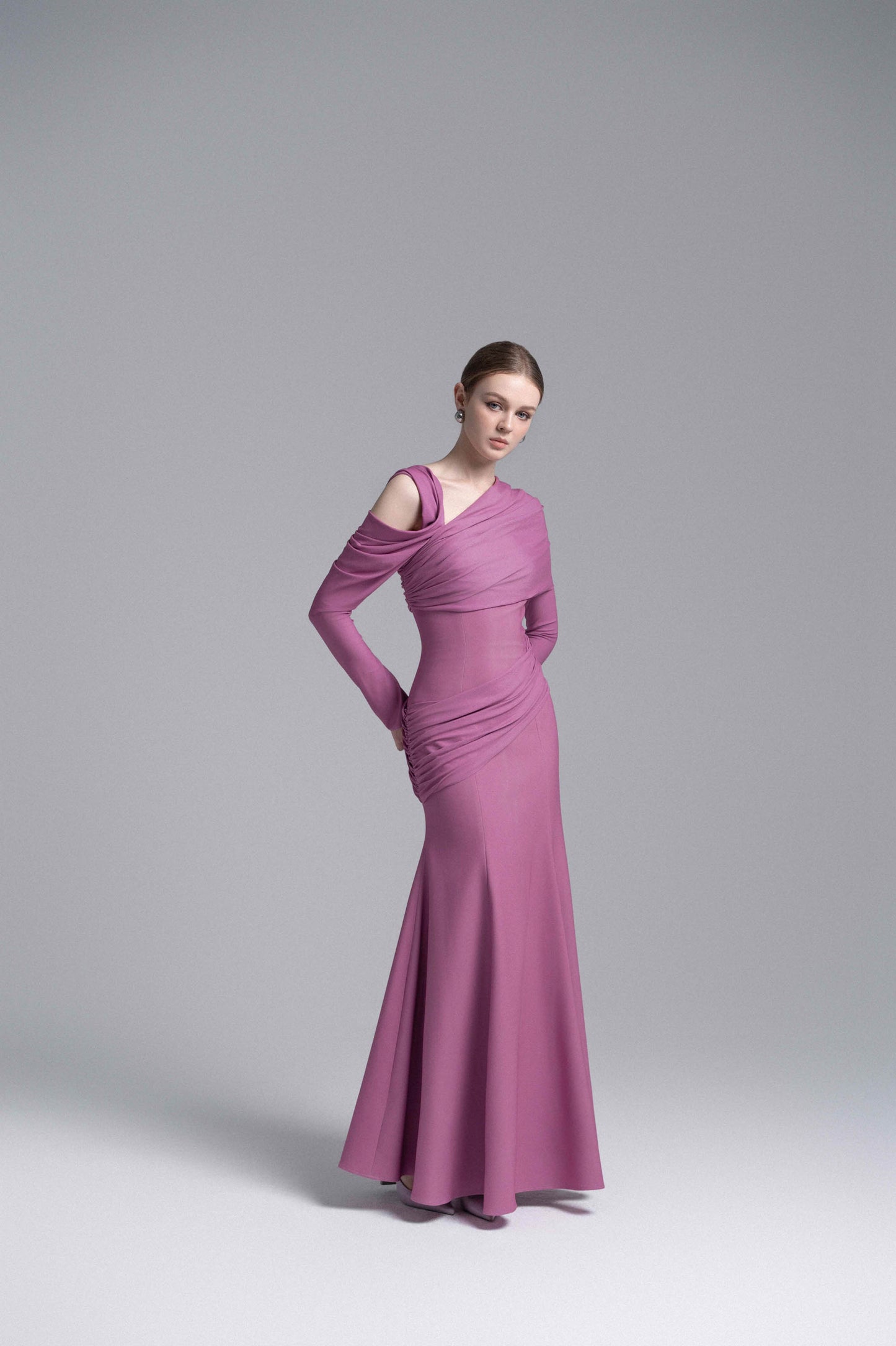 Twisted Shoulder Midi Dress