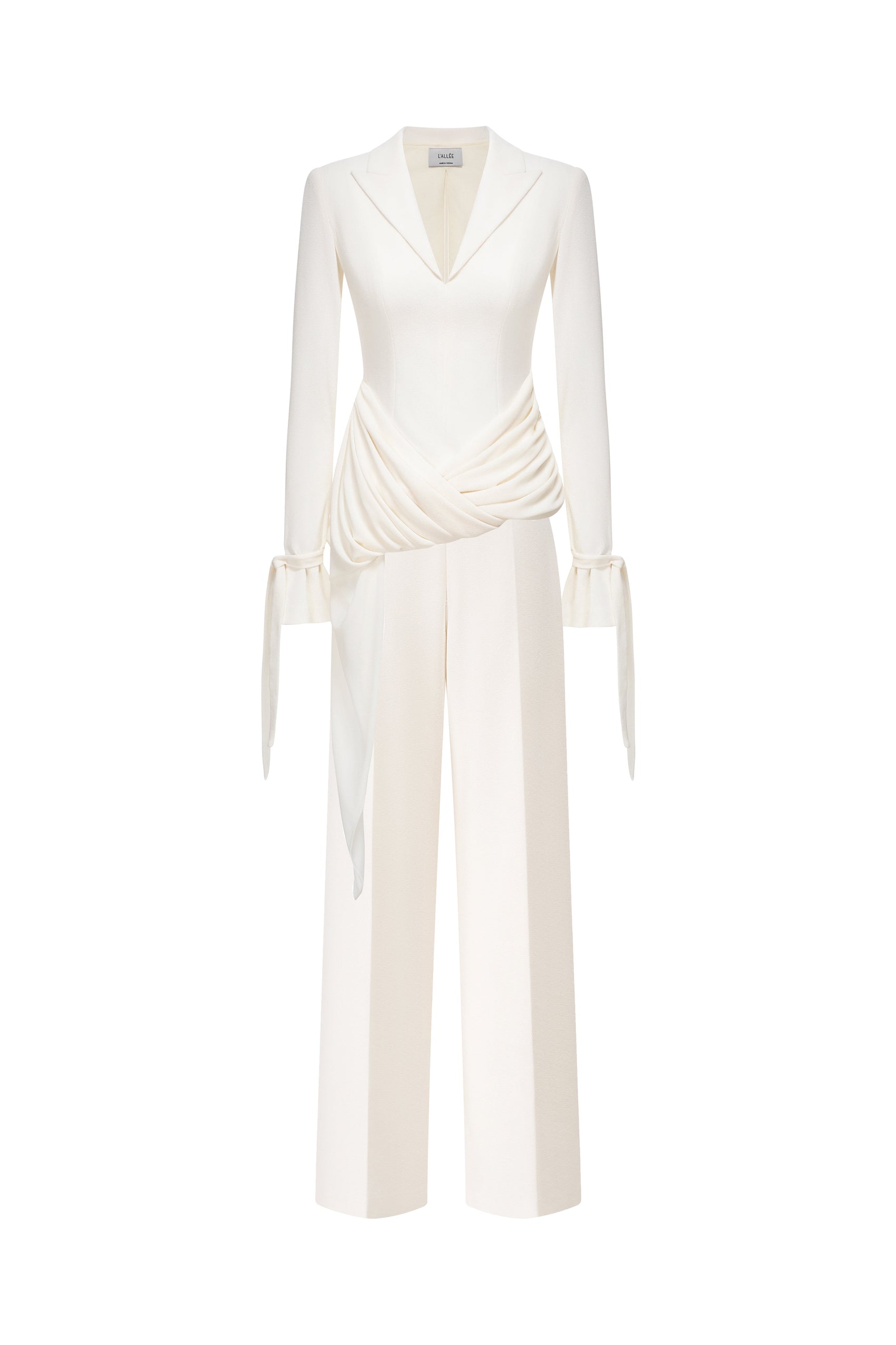 Asymmetric Draped V-Neck Set Design