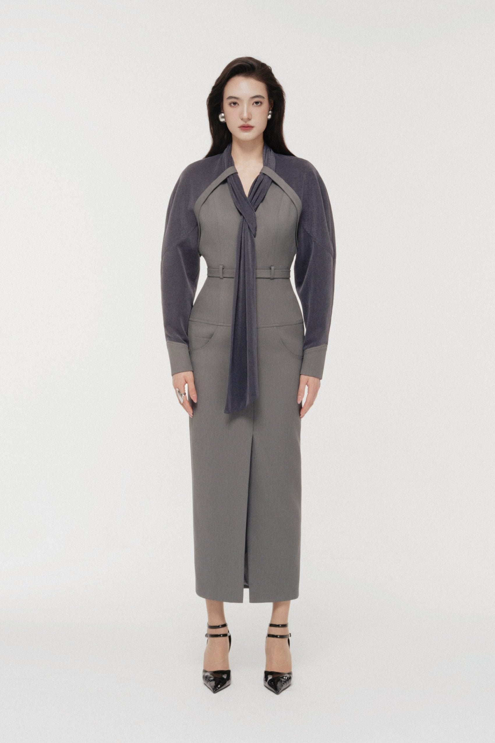 Contour Scarf-Neck Pencil Dress