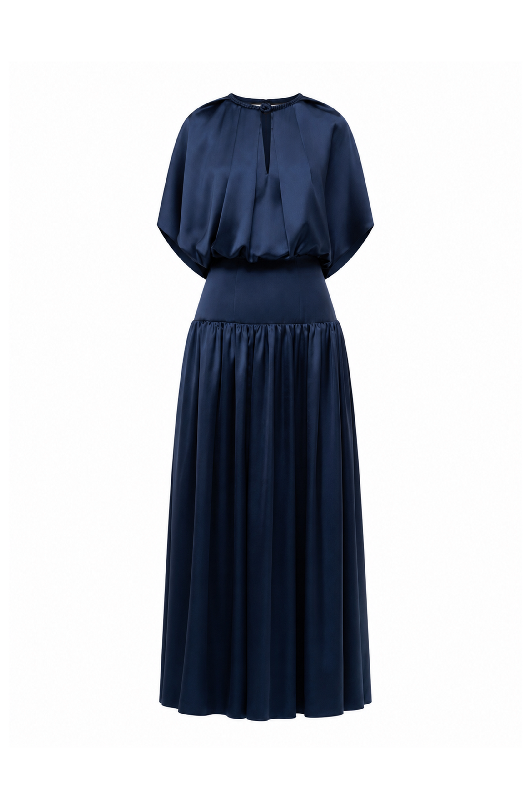 Silk Cut-Out Midi Dress in Gibraltar Sea