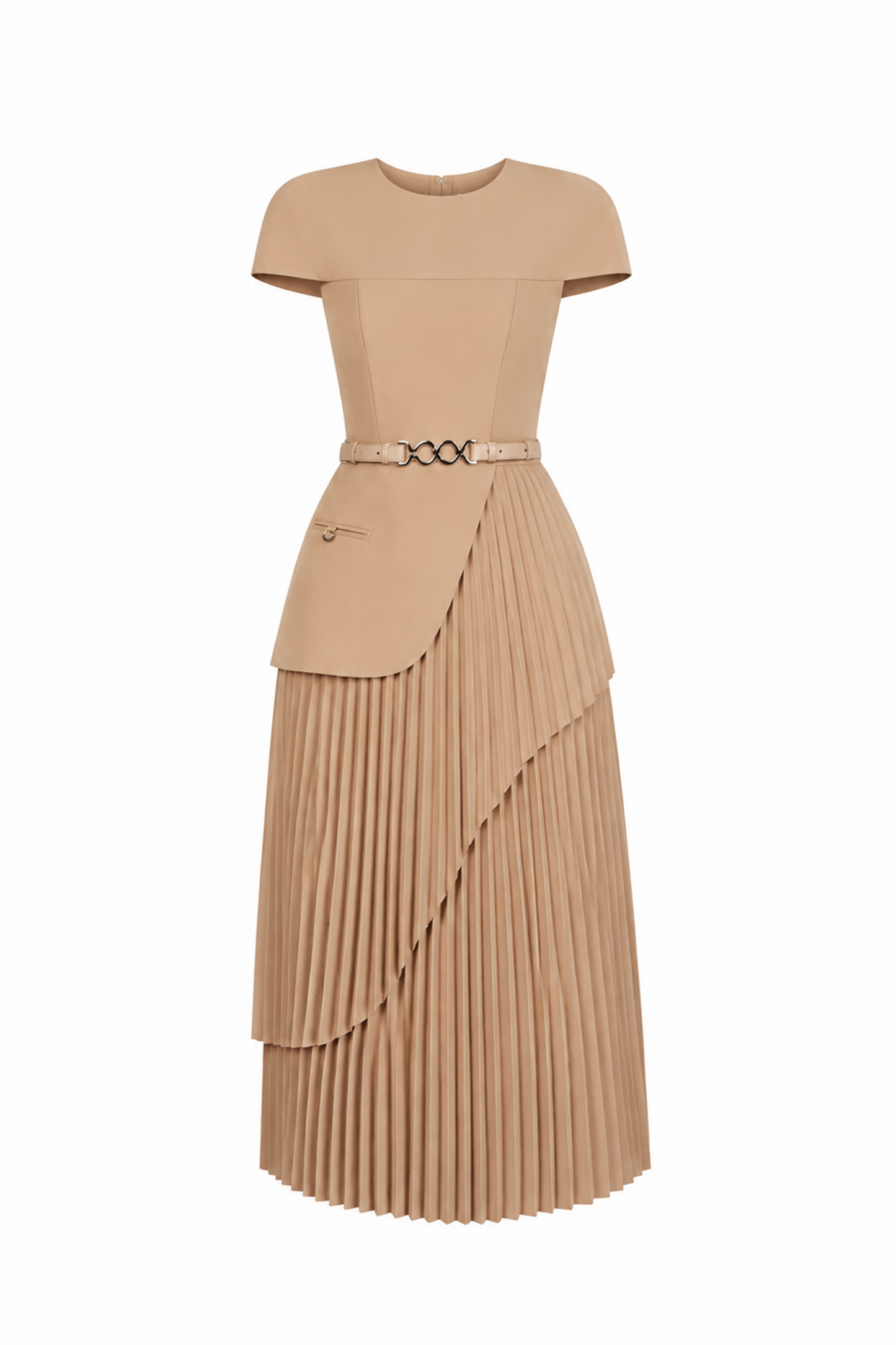 Valli Peplum Pleated Dress