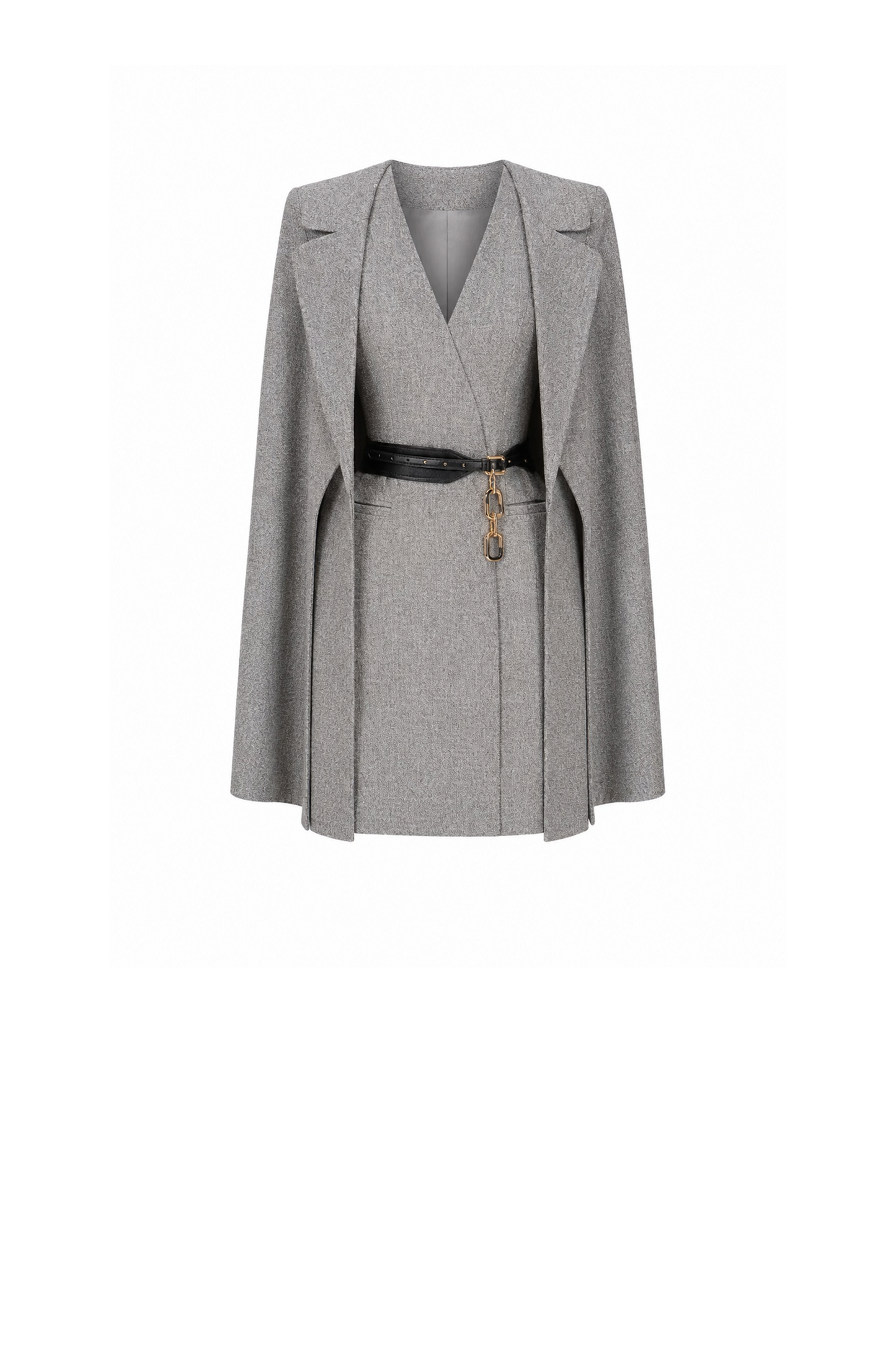 Aponi Caped Sleeves V-neck Dress