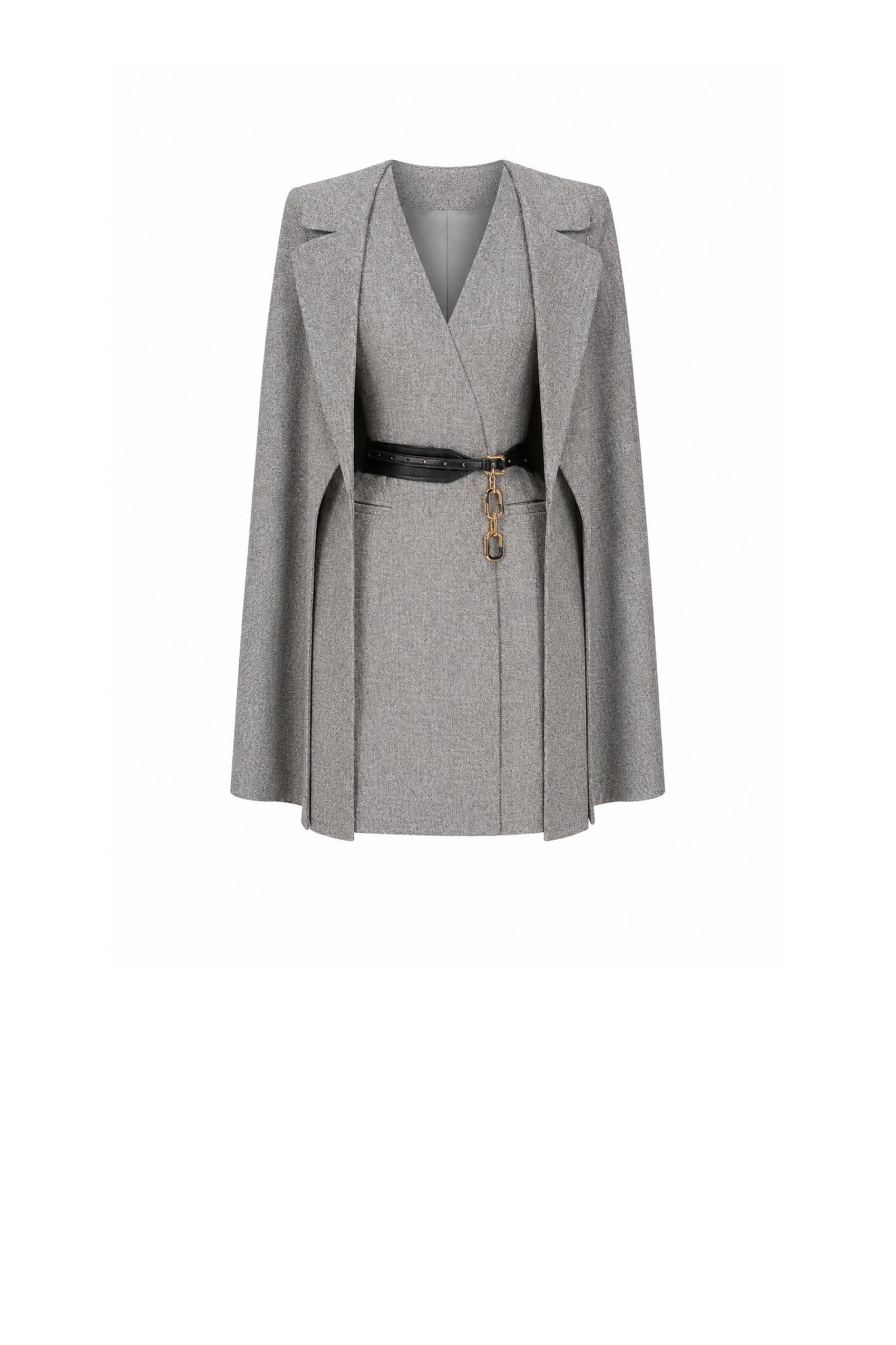 Aponi Caped Sleeves V-neck Dress