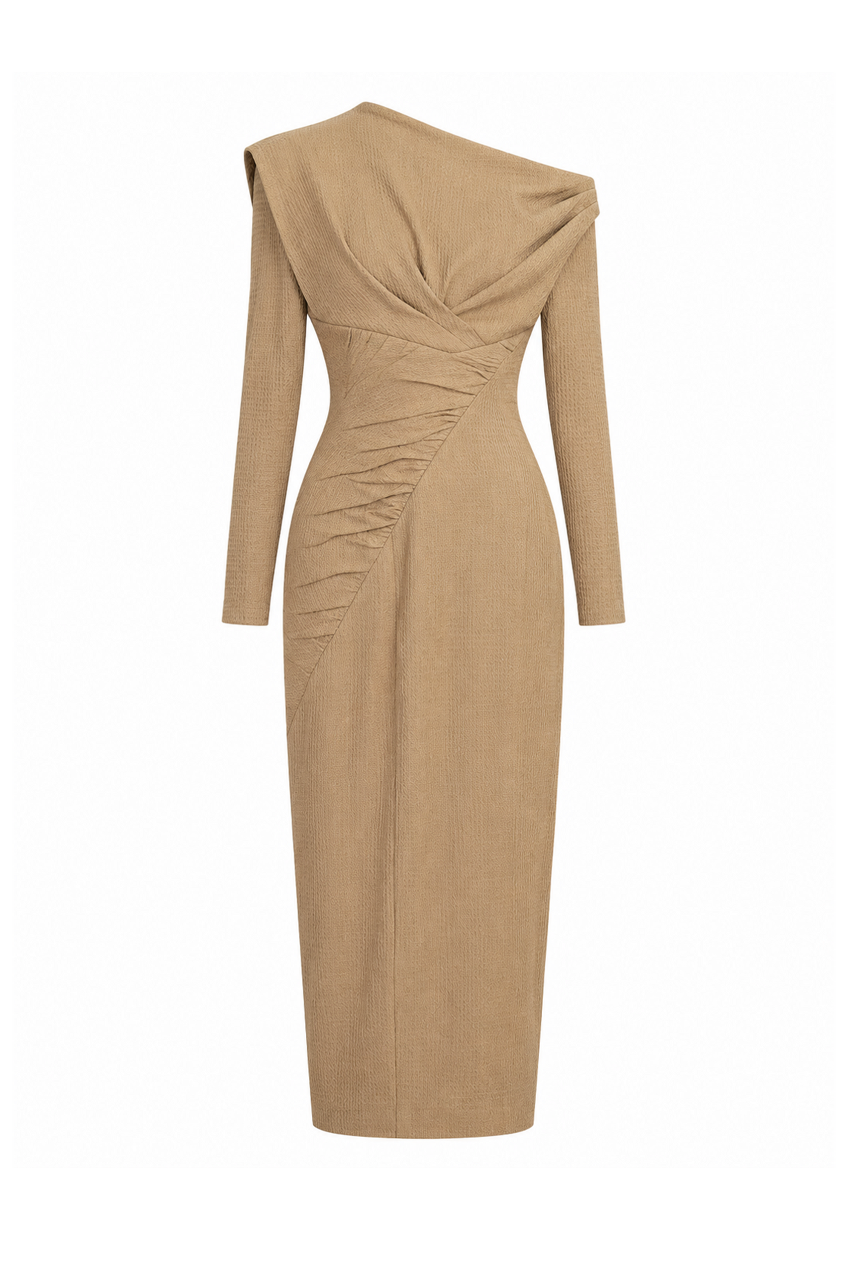 Light Oak Wrinkled Pencil Dress