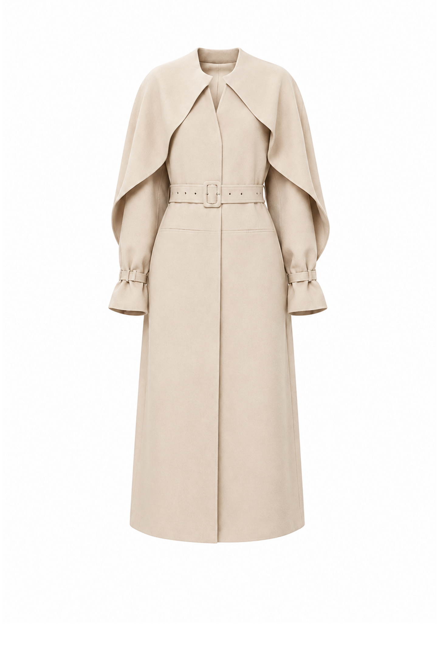 Cape-Collar Structured Trench Coat