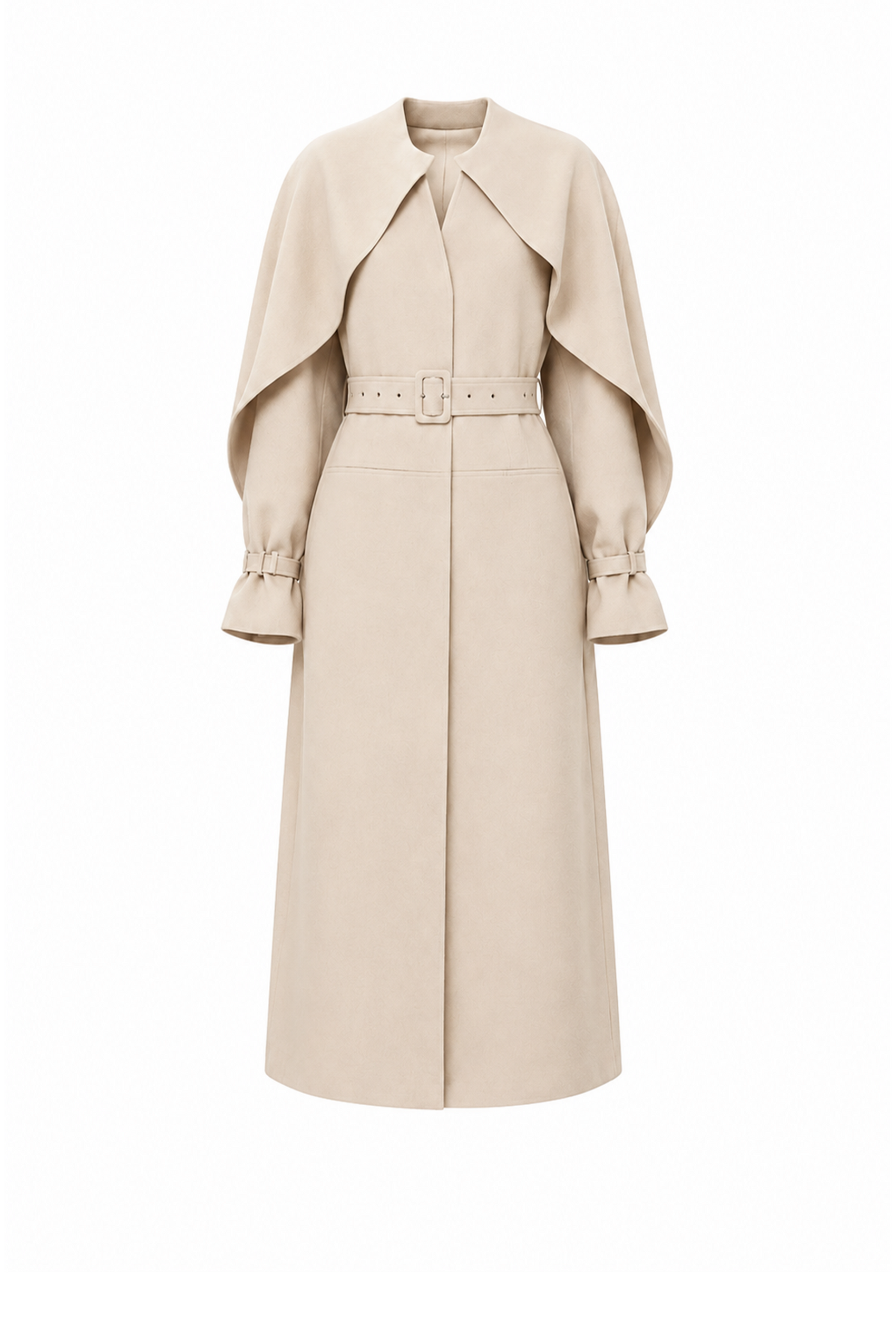 Cape-Collar Structured Trench Coat