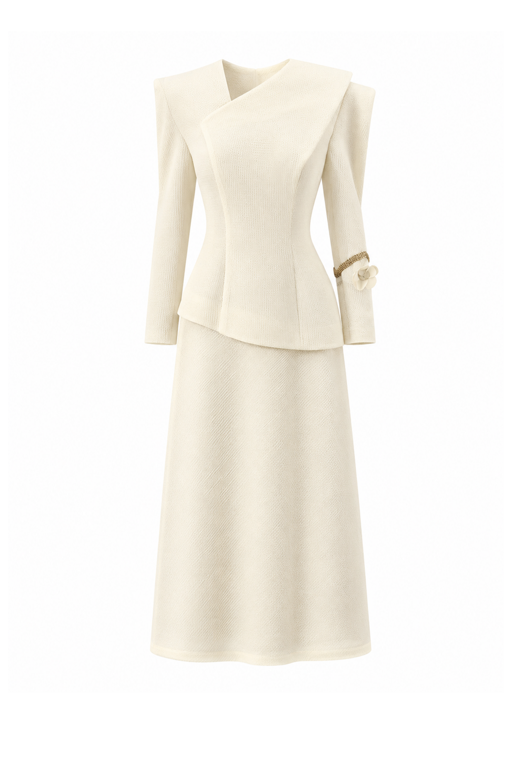 Ivory Diagonal Neck Dress