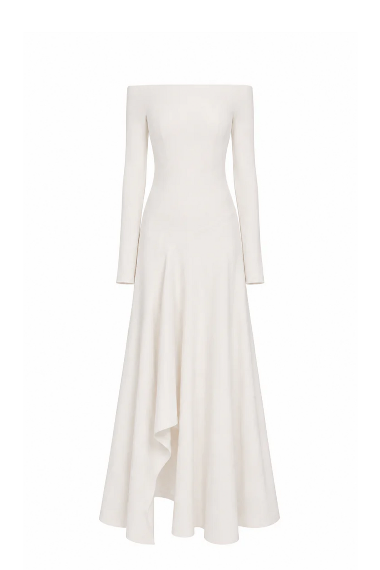 Asymmetric Off-Shoulder A-Line Midi