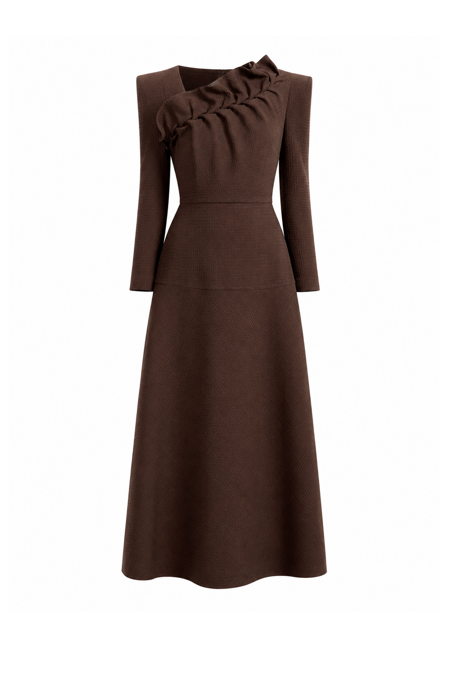 Briar Brown Diagonal Neck Dress